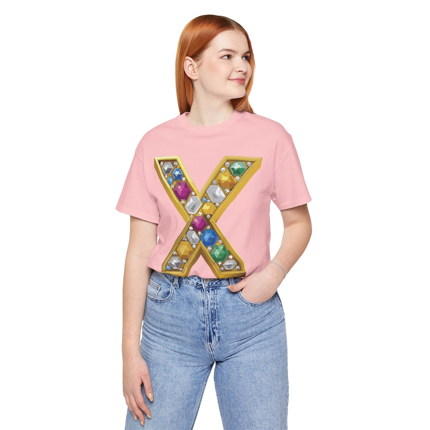 Letter Shirt, Shirt with Letters, Tee Shirt with Gold Letter, Shirt with Antique Letters