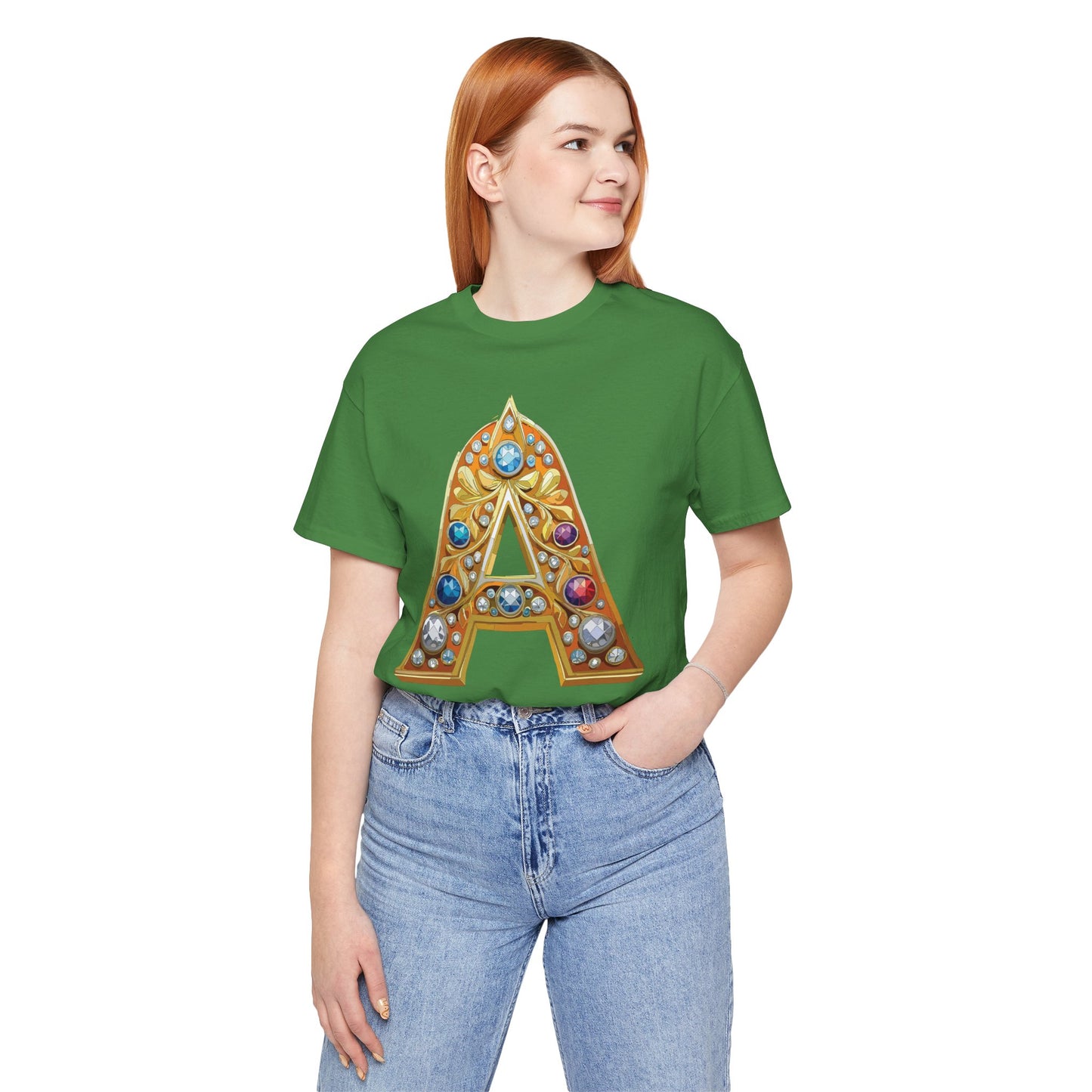Letter Shirt, Shirt with Letters, Tee Shirt with Gold Letter, Shirt with Antique Letters