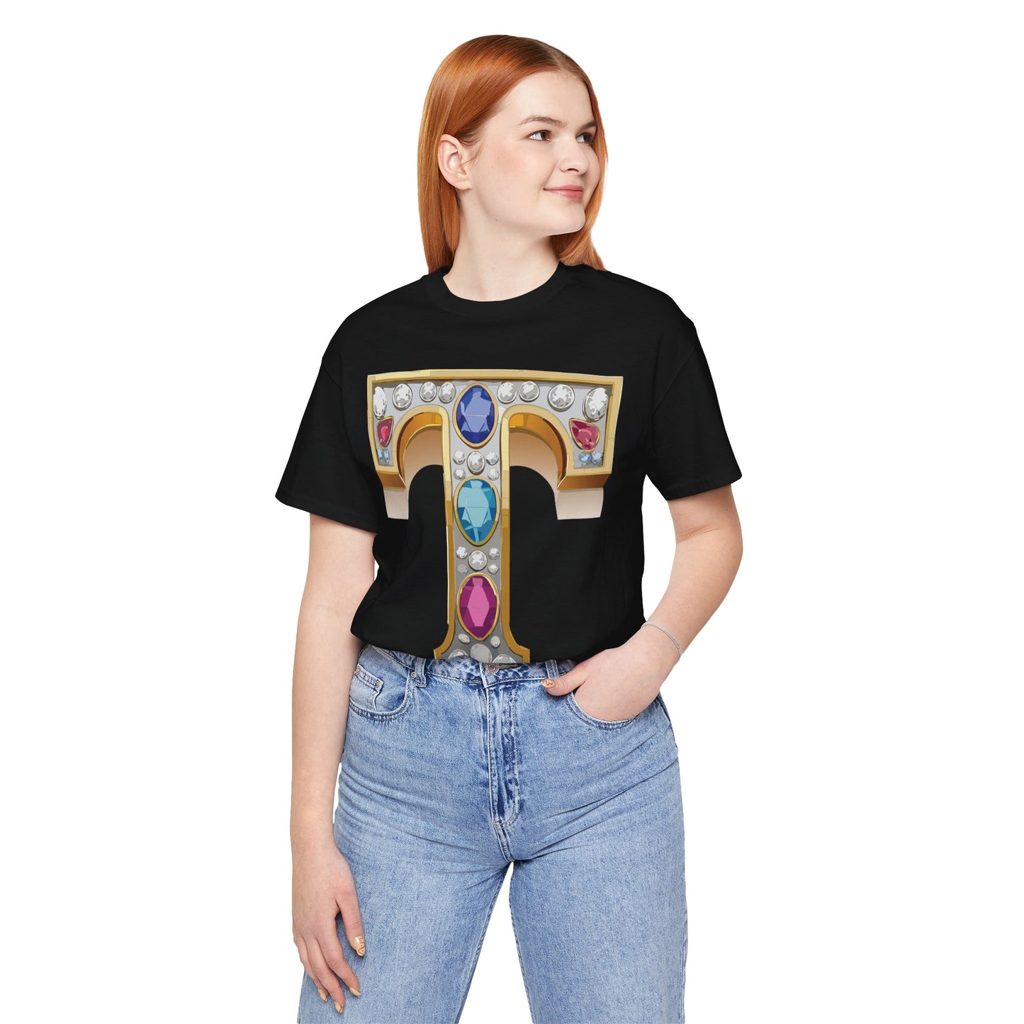 Letter Shirt, Shirt with Letters, Tee Shirt with Gold Letter, Shirt with Antique Letters
