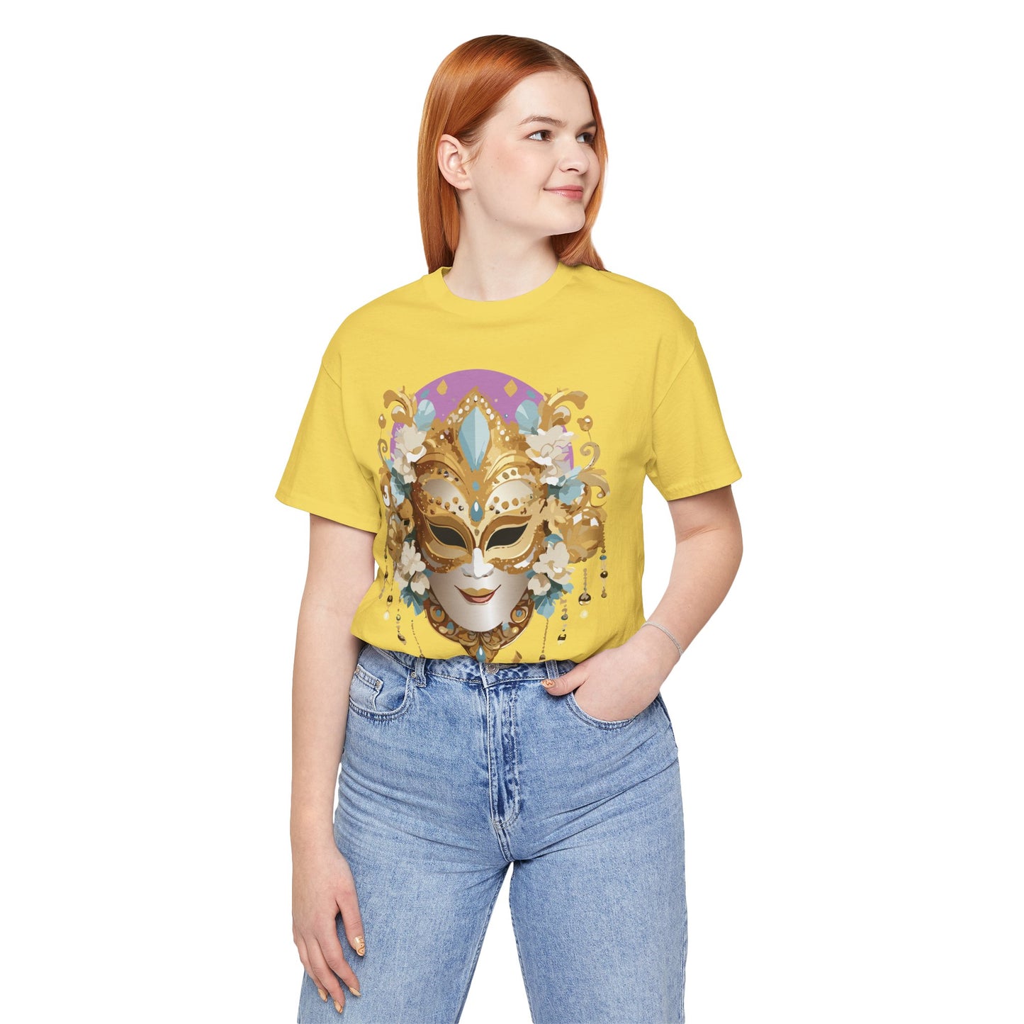 Mask Shirt, Shirt with Mask, Tee Shirt with Gold Face