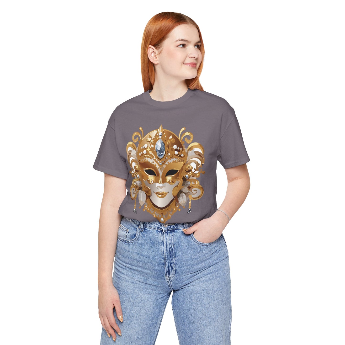 Mask Shirt, Shirt with Mask, Tee Shirt with Gold Face