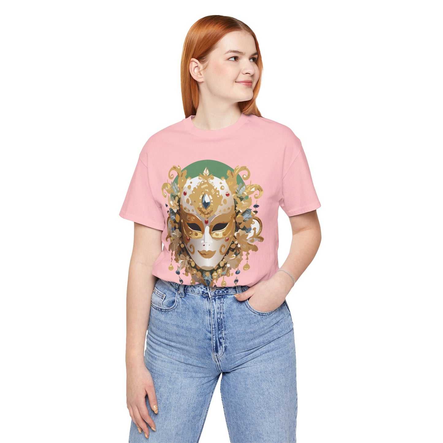 Mask Shirt, Shirt with Mask, Tee Shirt with Gold Face