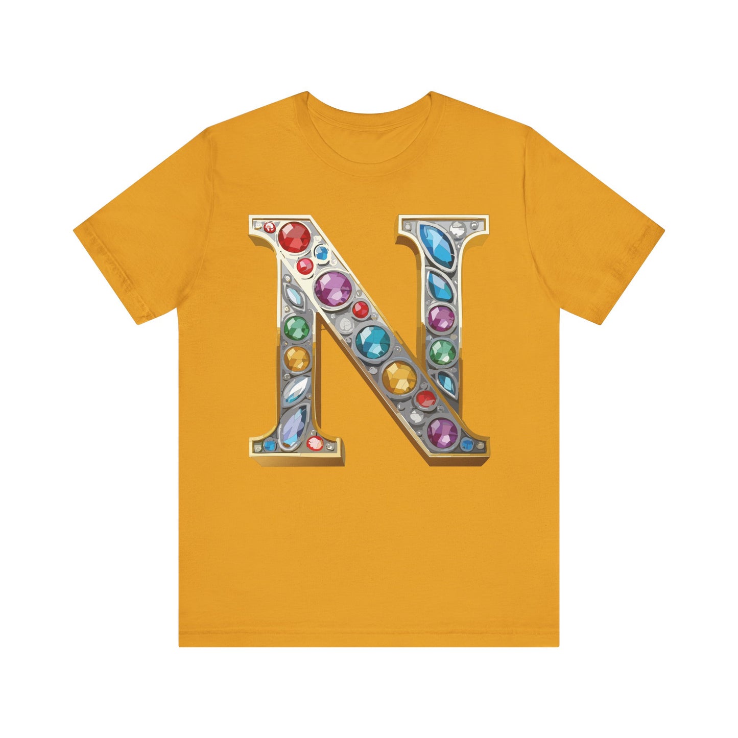 Letter Shirt, Shirt with Letters, Tee Shirt with Gold Letter, Shirt with Antique Letters