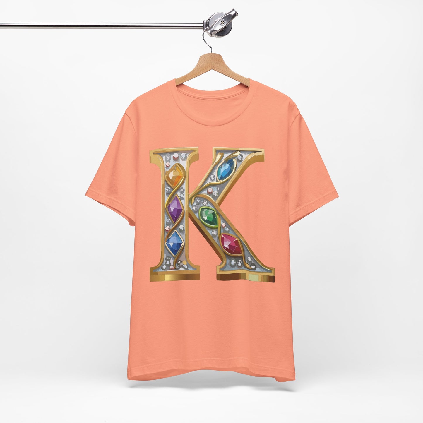Letter Shirt, Shirt with Letters, Tee Shirt with Gold Letter, Shirt with Antique Letters