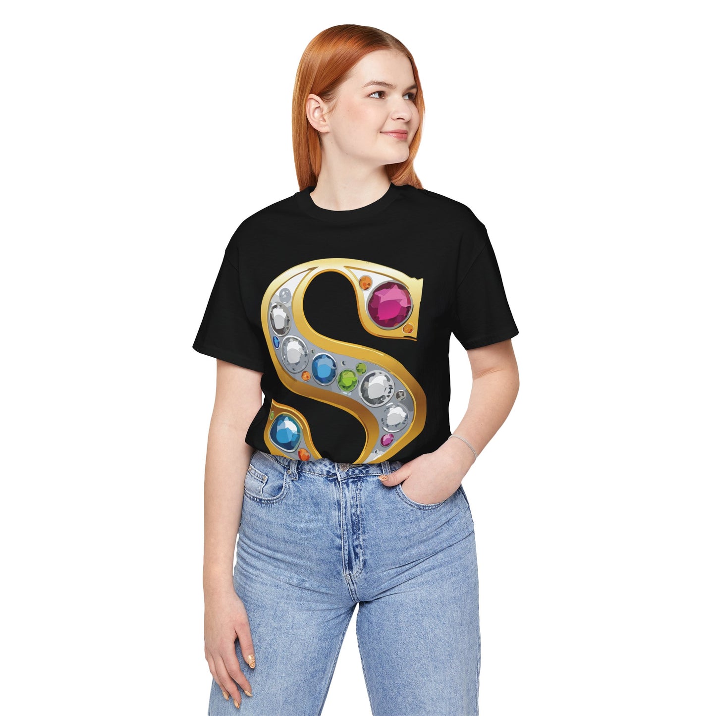 Letter Shirt, Shirt with Letters, Tee Shirt with Gold Letter, Shirt with Antique Letters