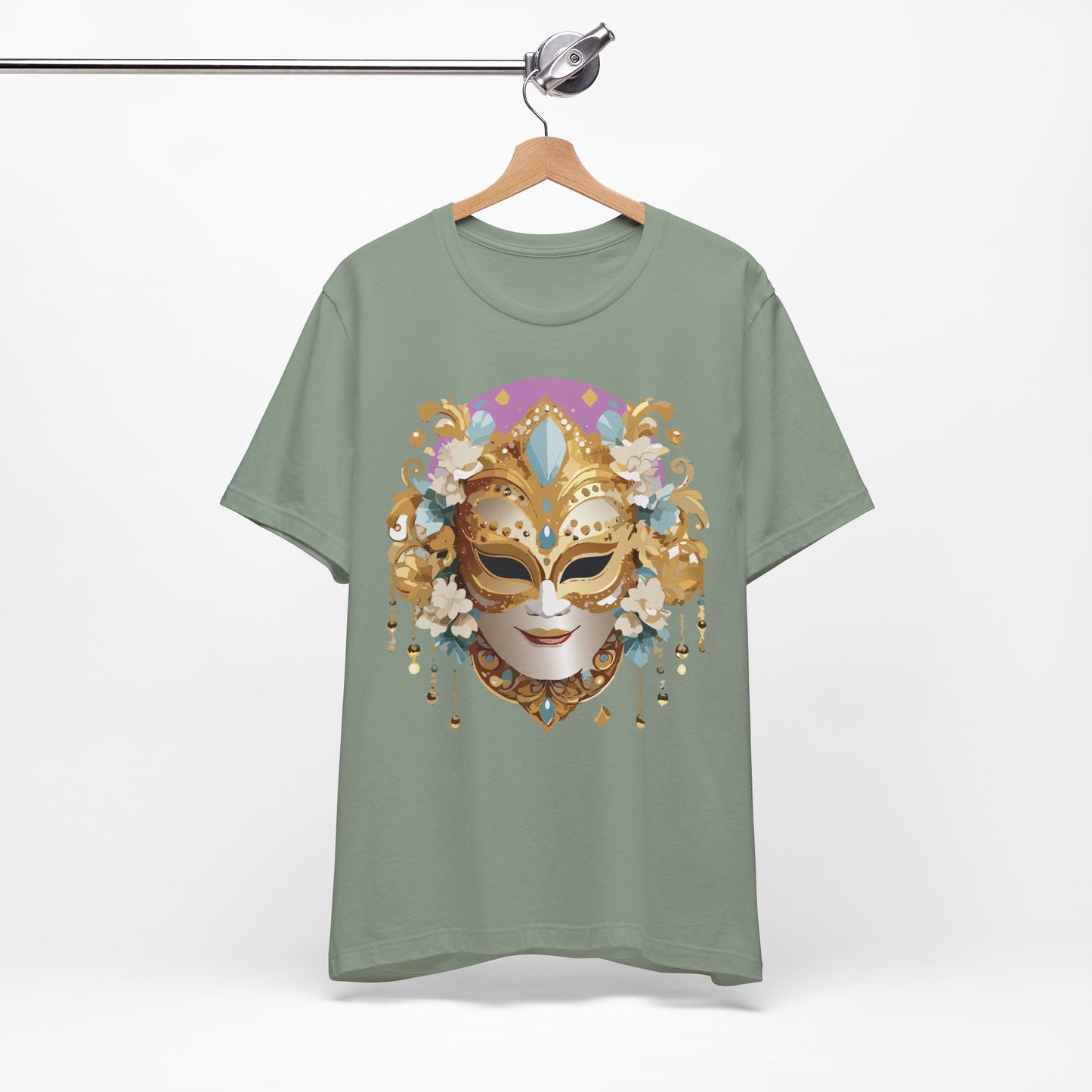 Mask Shirt, Shirt with Mask, Tee Shirt with Gold Face