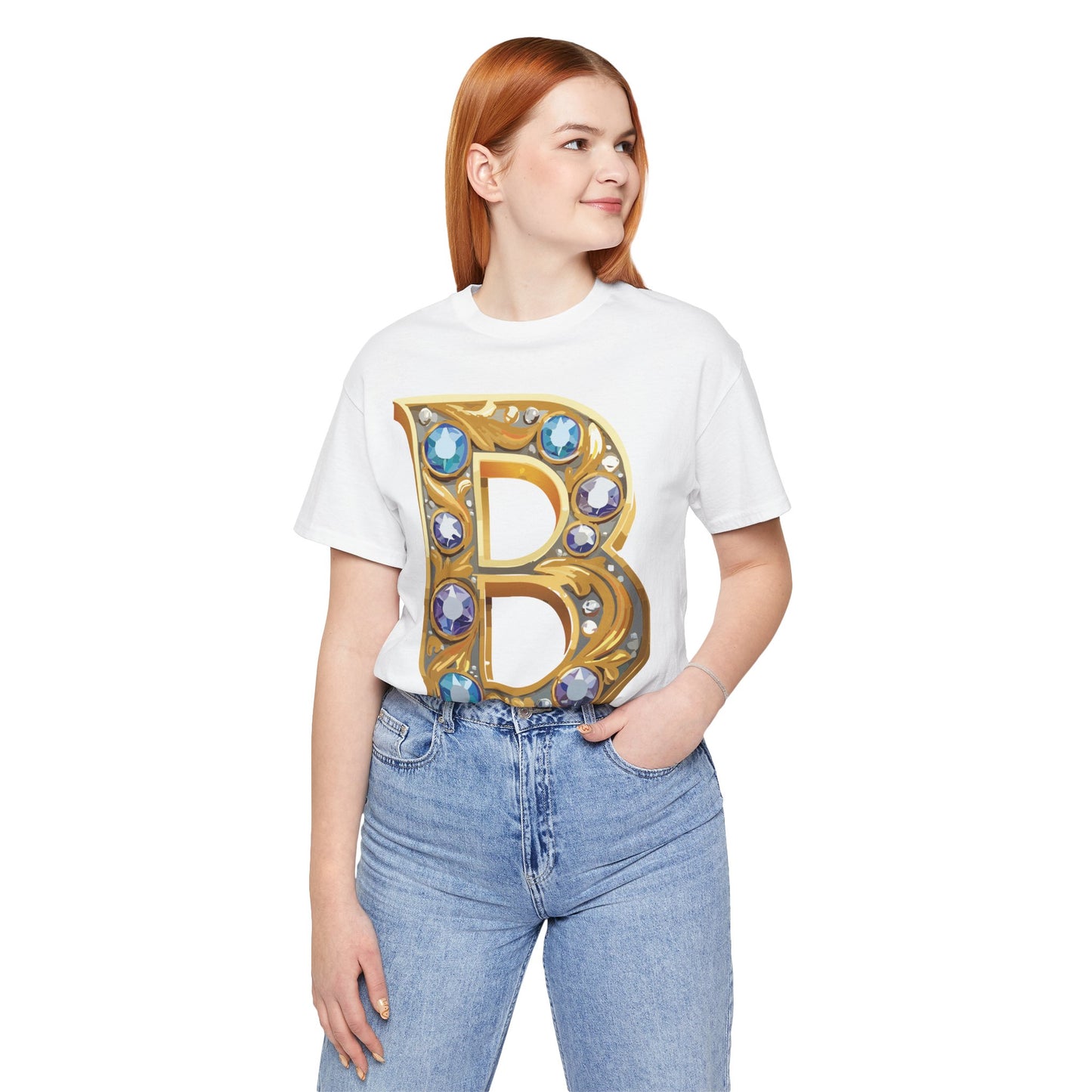 Letter Shirt, Shirt with Letters, Tee Shirt with Gold Letter, Shirt with Antique Letters