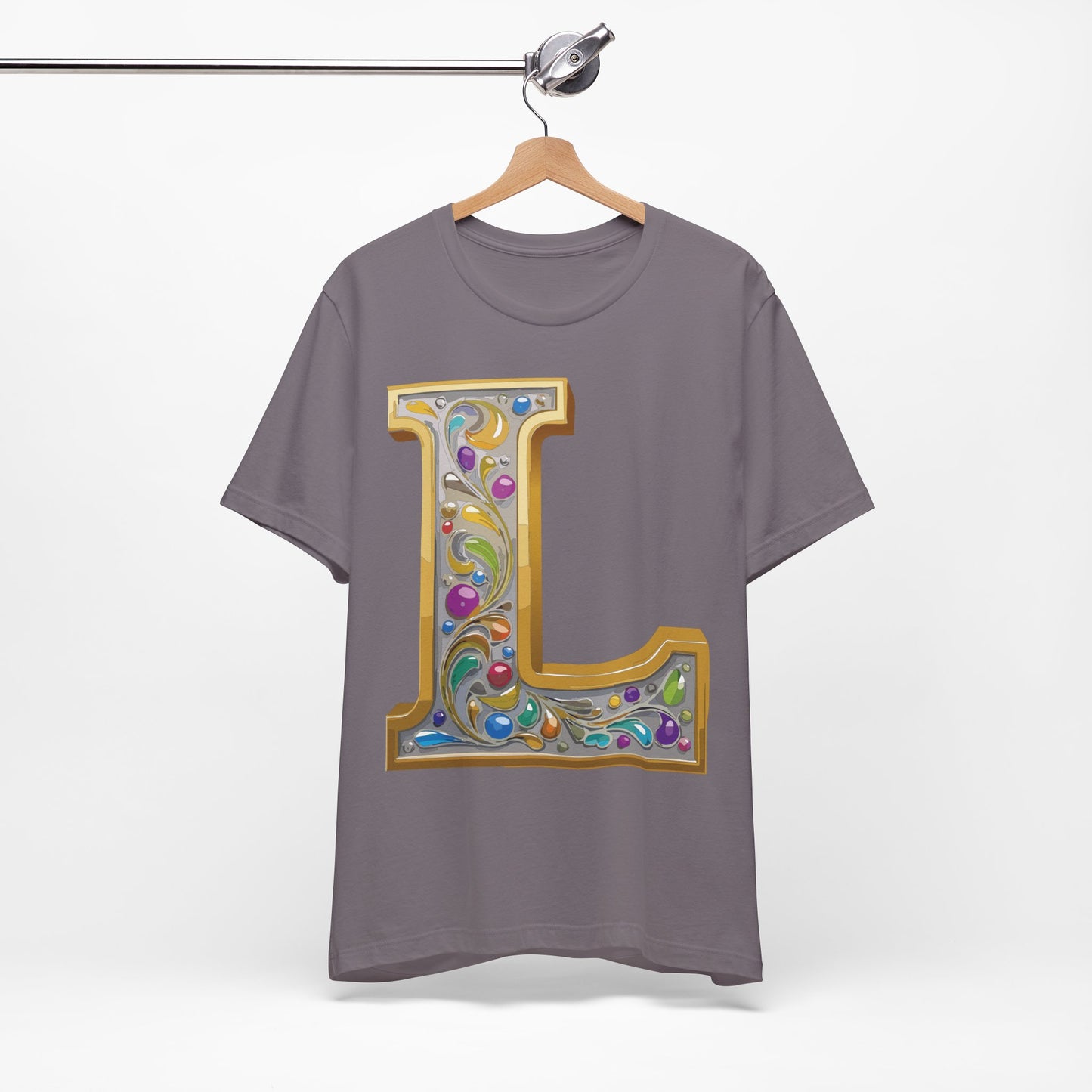 Letter Shirt, Shirt with Letters, Tee Shirt with Gold Letter, Shirt with Antique Letters