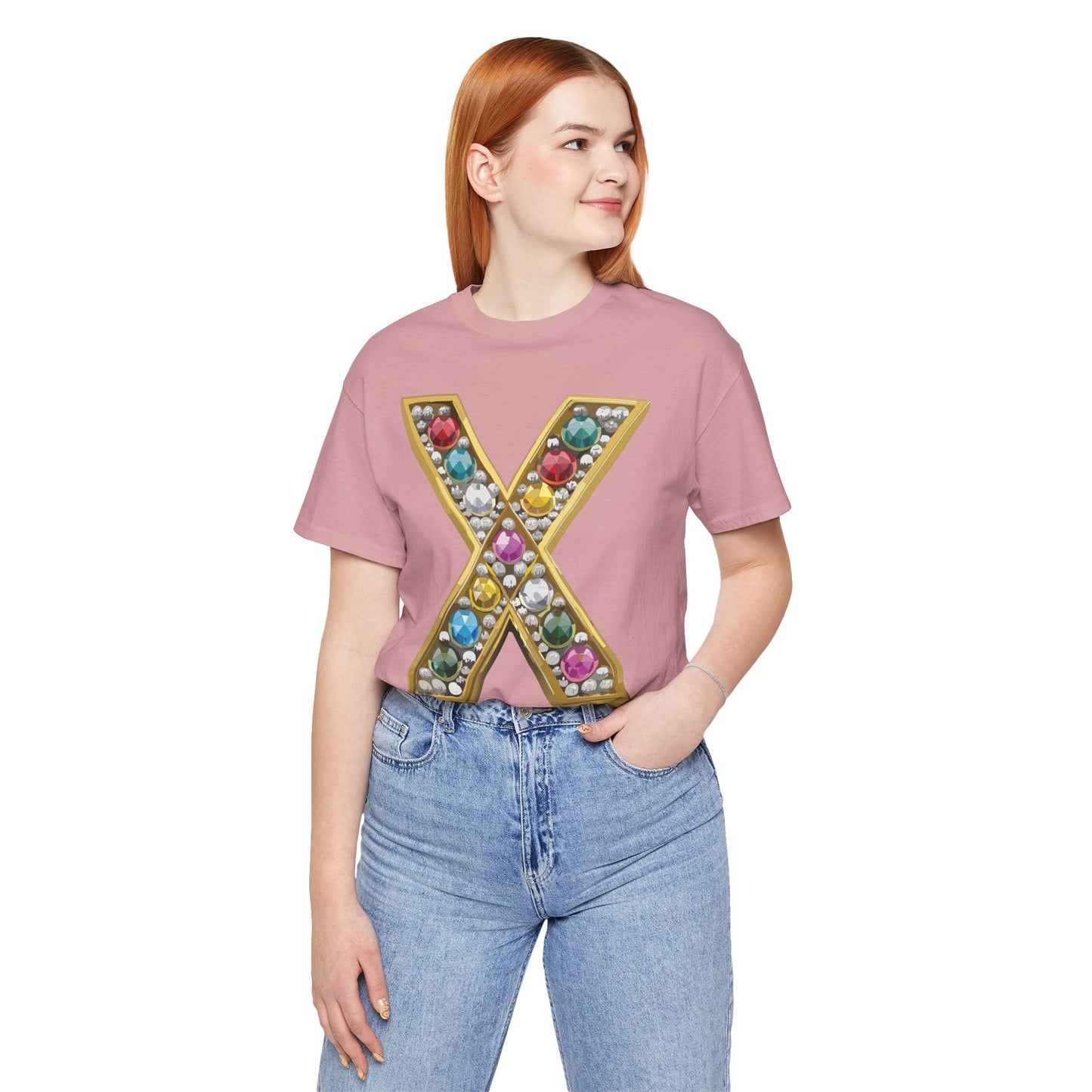 Letter Shirt, Shirt with Letters, Tee Shirt with Gold Letter, Shirt with Antique Letters