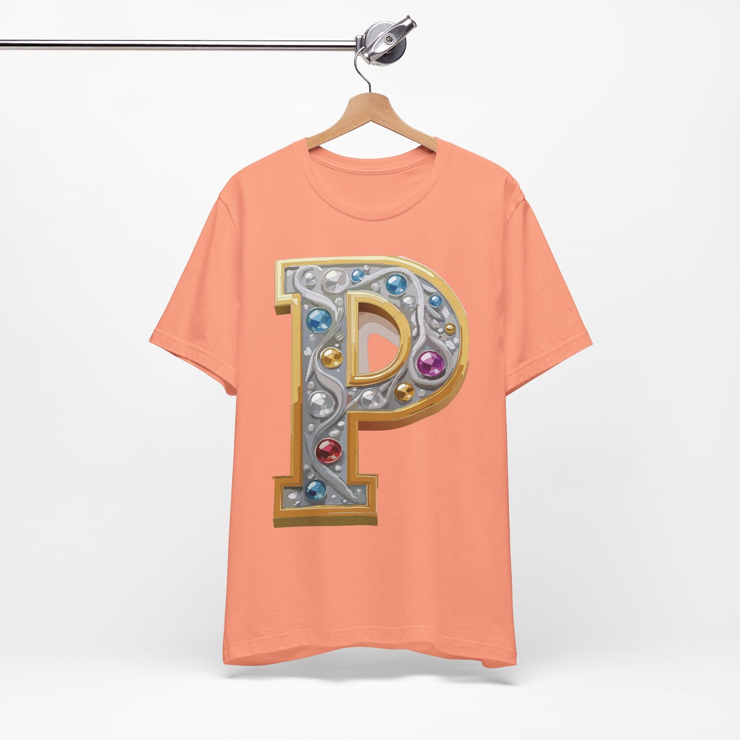 Letter Shirt, Shirt with Letters, Tee Shirt with Gold Letter, Shirt with Antique Letters