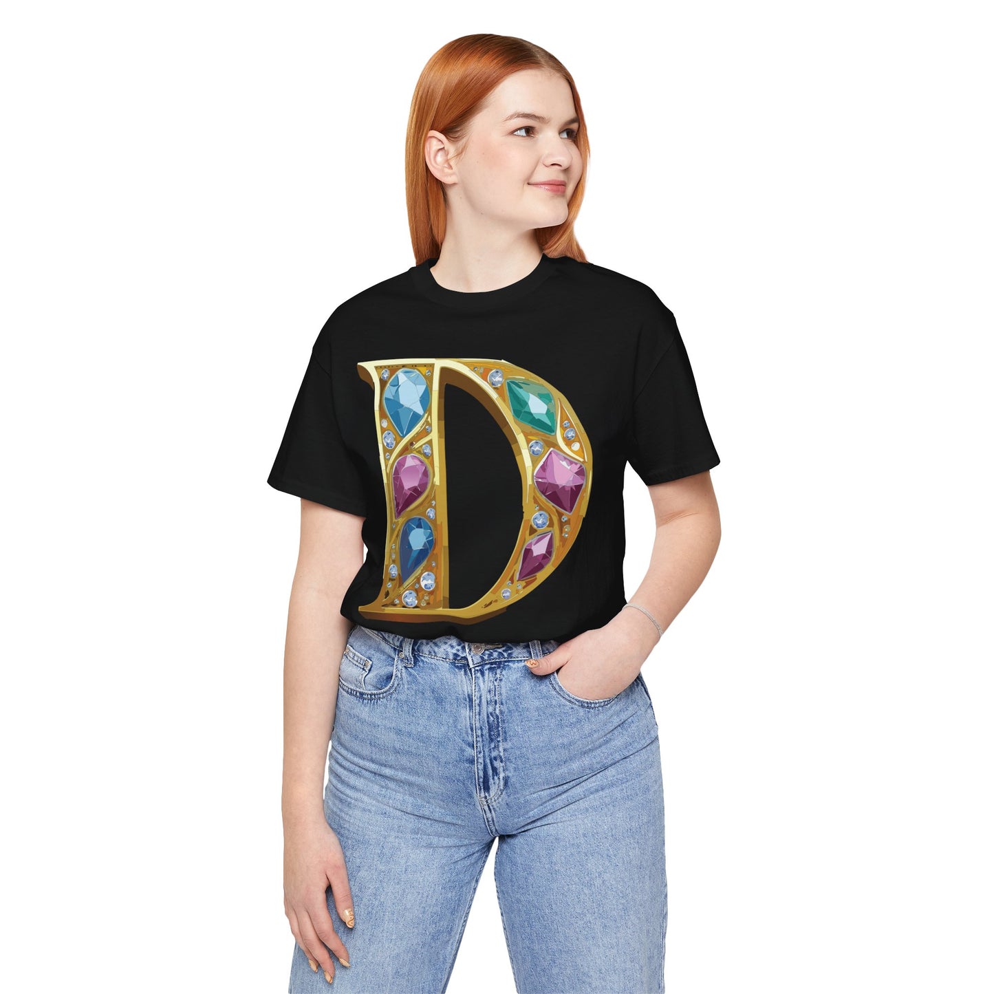 Letter Shirt, Shirt with Letters, Tee Shirt with Gold Letter, Shirt with Antique Letters