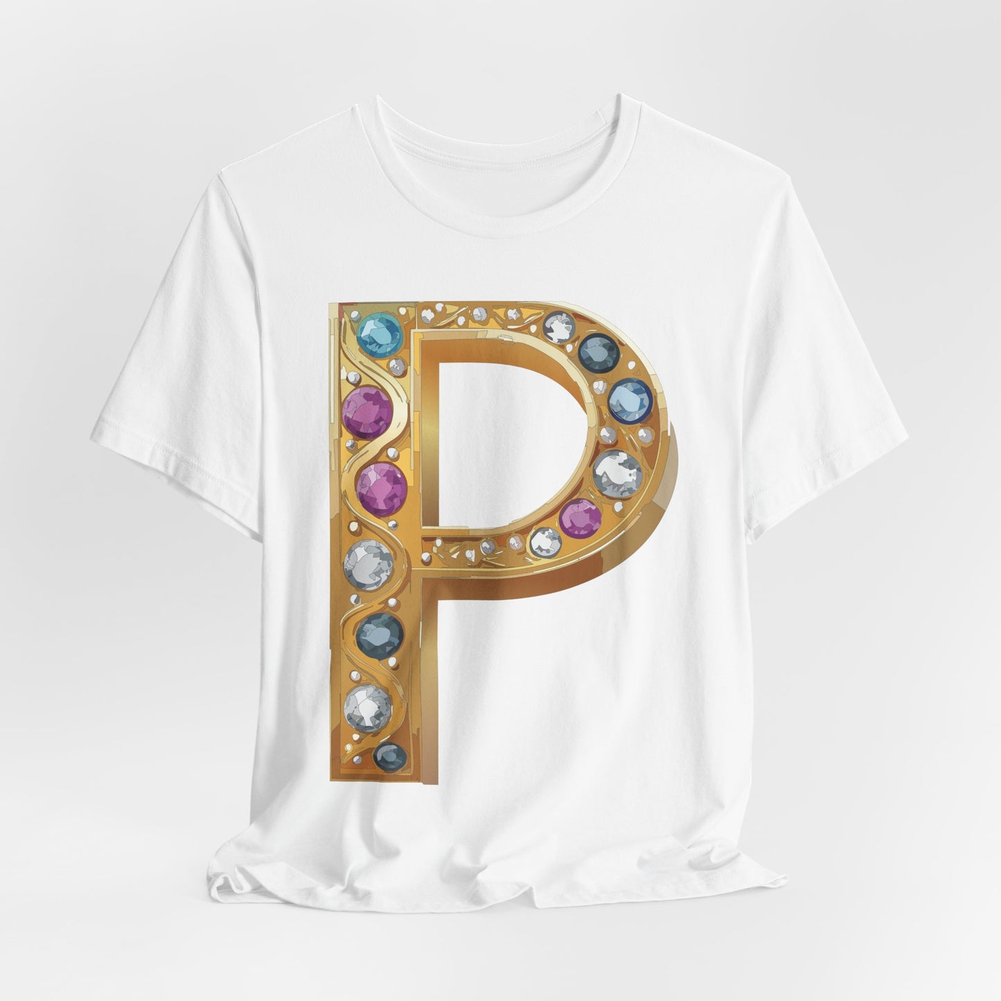 Letter Shirt, Shirt with Letters, Tee Shirt with Gold Letter, Shirt with Antique Letters