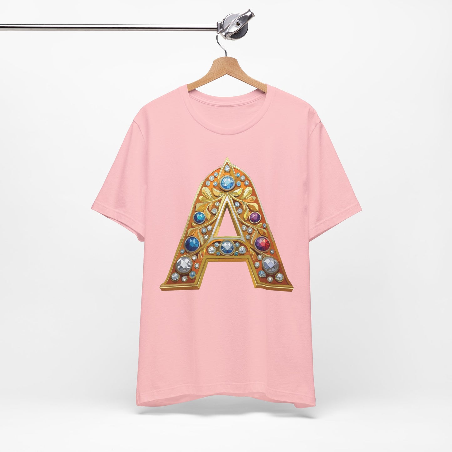 Letter Shirt, Shirt with Letters, Tee Shirt with Gold Letter, Shirt with Antique Letters