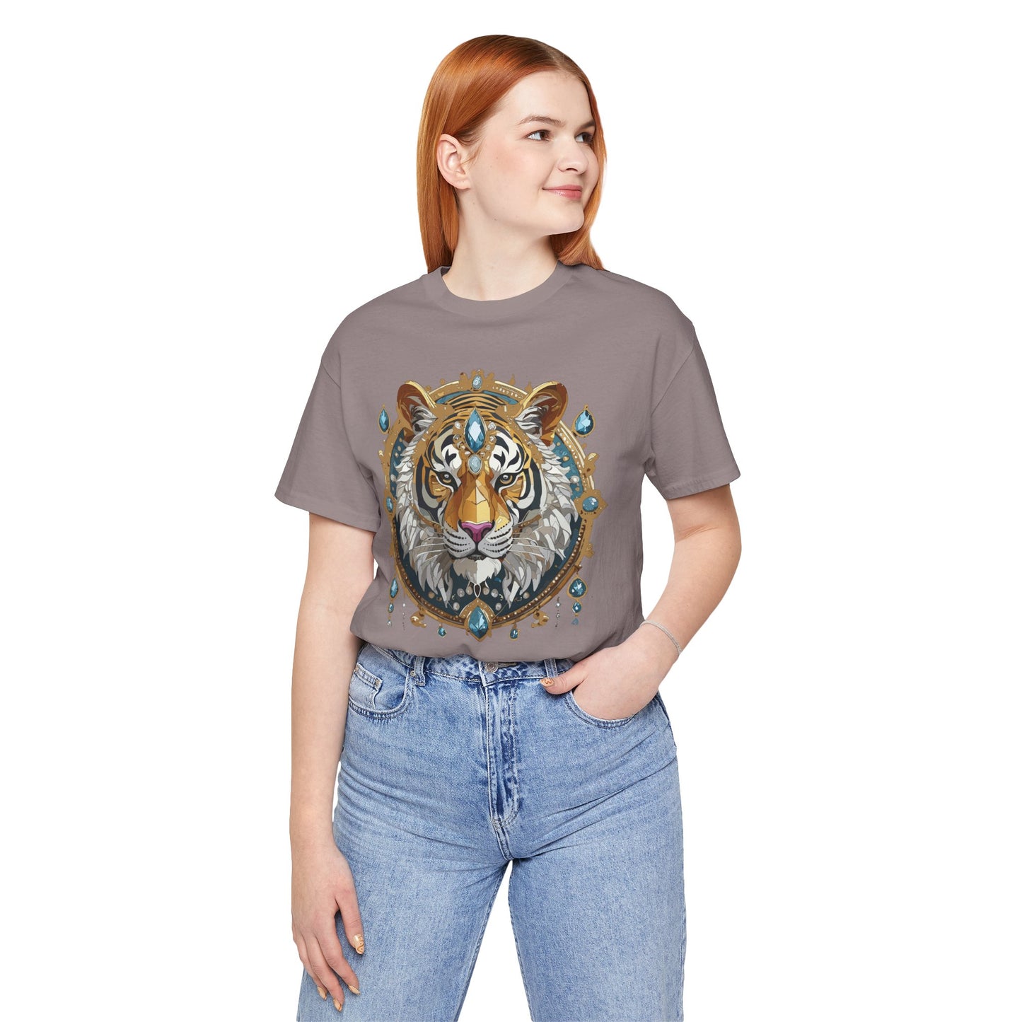 Animal Shirt, Shirt with Animal, Tee Shirt with Gold Animal Medal, Shirt with Antique Animal Medallion