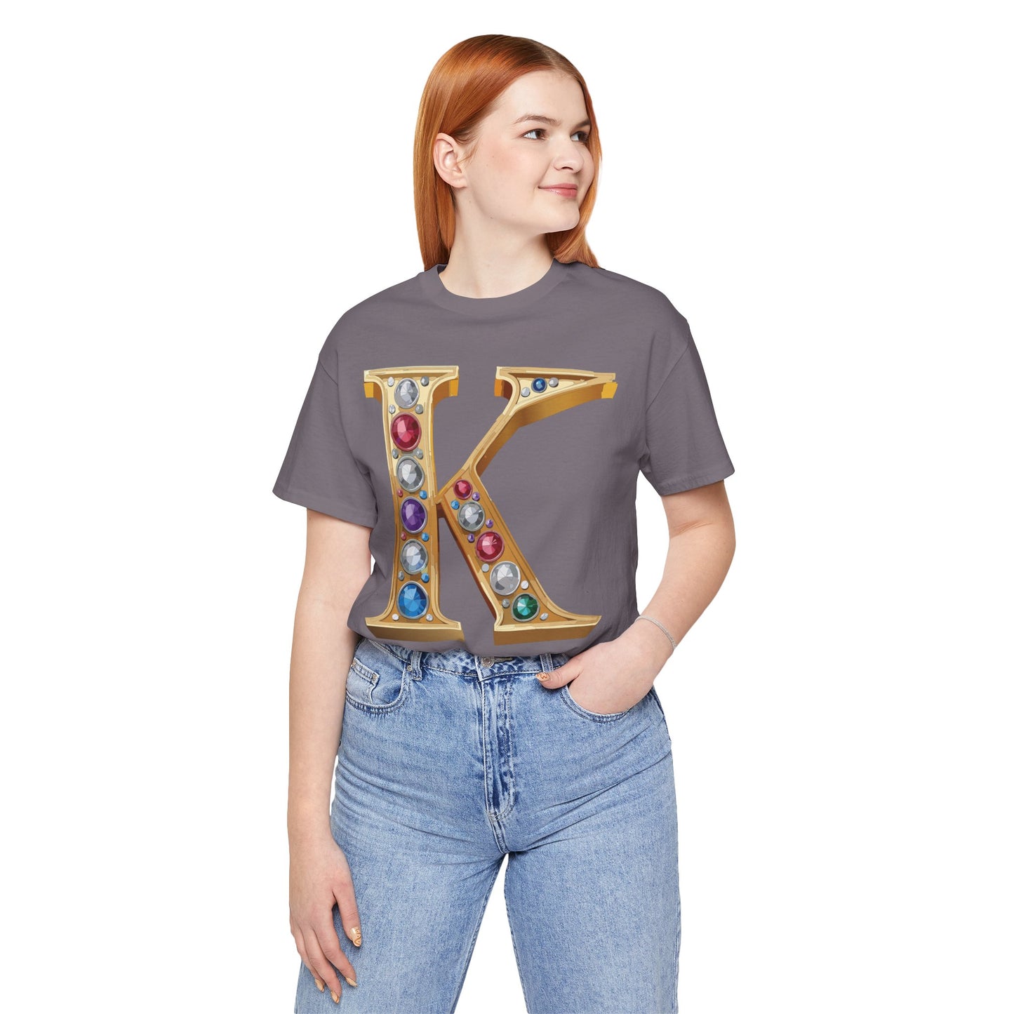 Letter Shirt, Shirt with Letters, Tee Shirt with Gold Letter, Shirt with Antique Letters