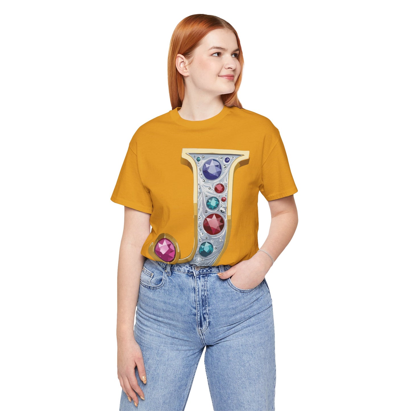 Letter Shirt, Shirt with Letters, Tee Shirt with Gold Letter, Shirt with Antique Letters