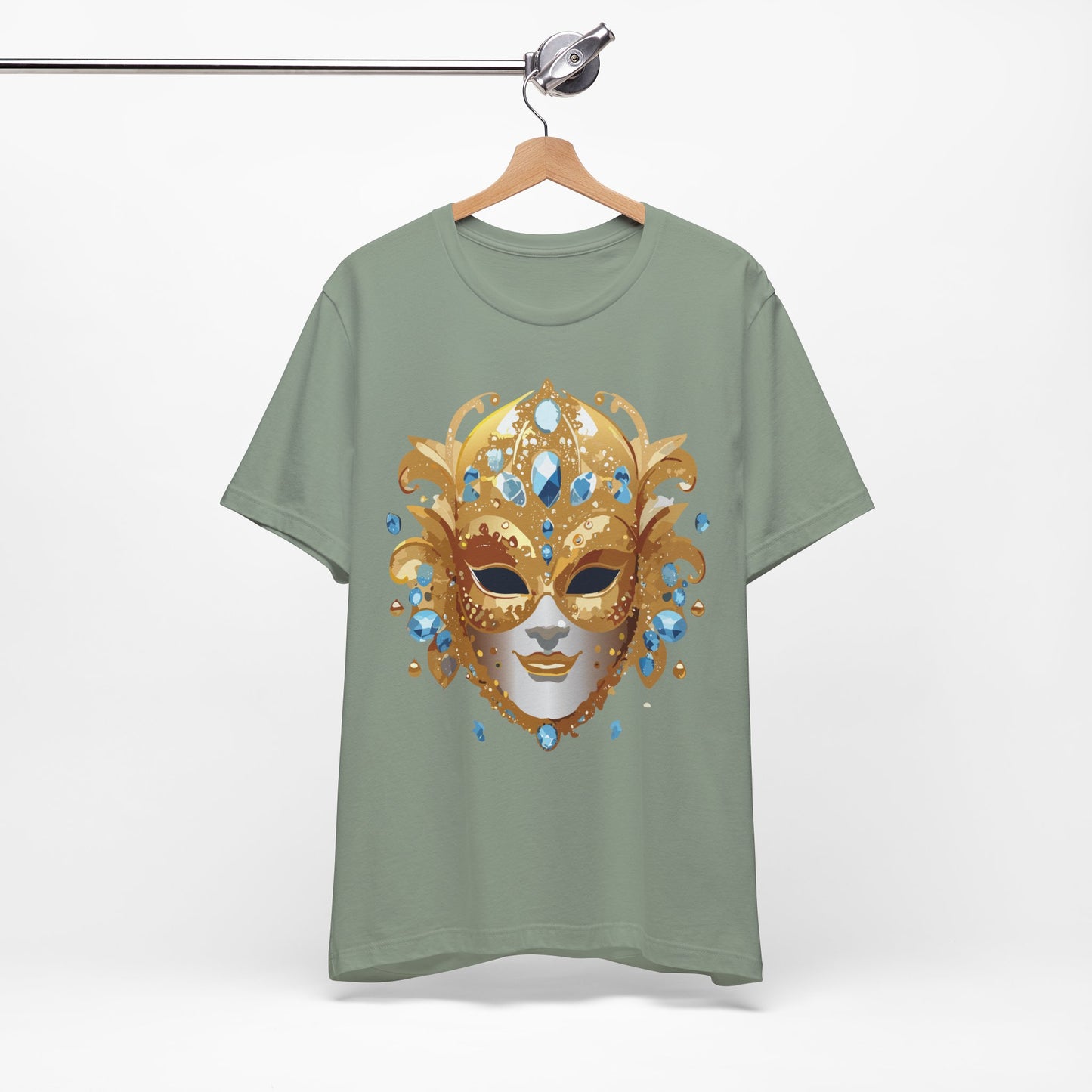 Mask Shirt, Shirt with Mask, Tee Shirt with Gold Face