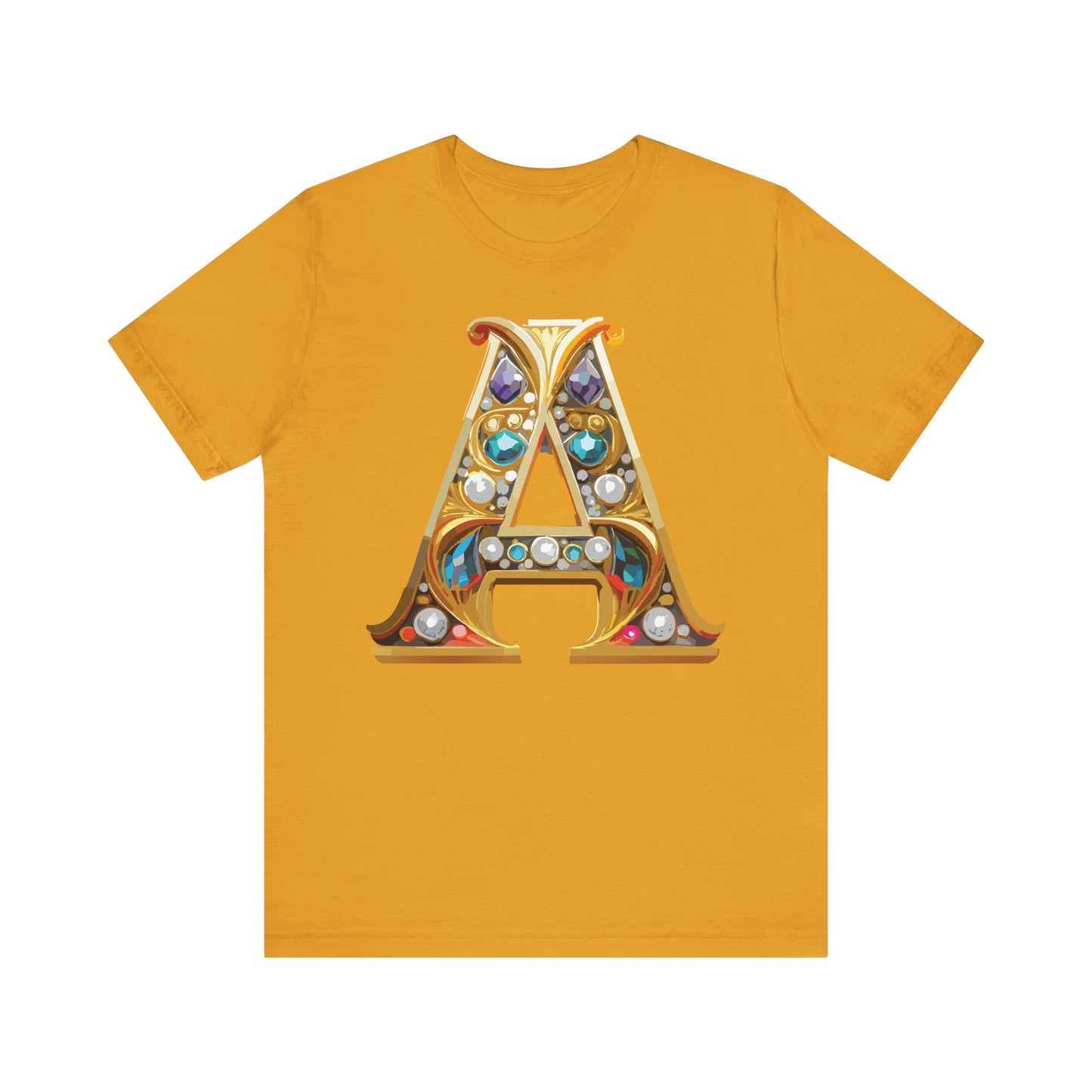 Letter Shirt, Shirt with Letters, Tee Shirt with Gold Letter, Shirt with Antique Letters