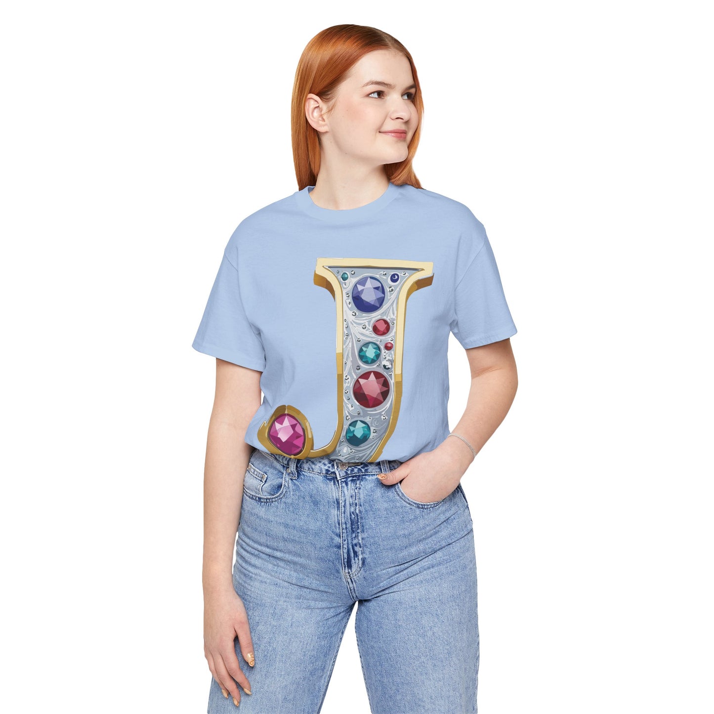 Letter Shirt, Shirt with Letters, Tee Shirt with Gold Letter, Shirt with Antique Letters