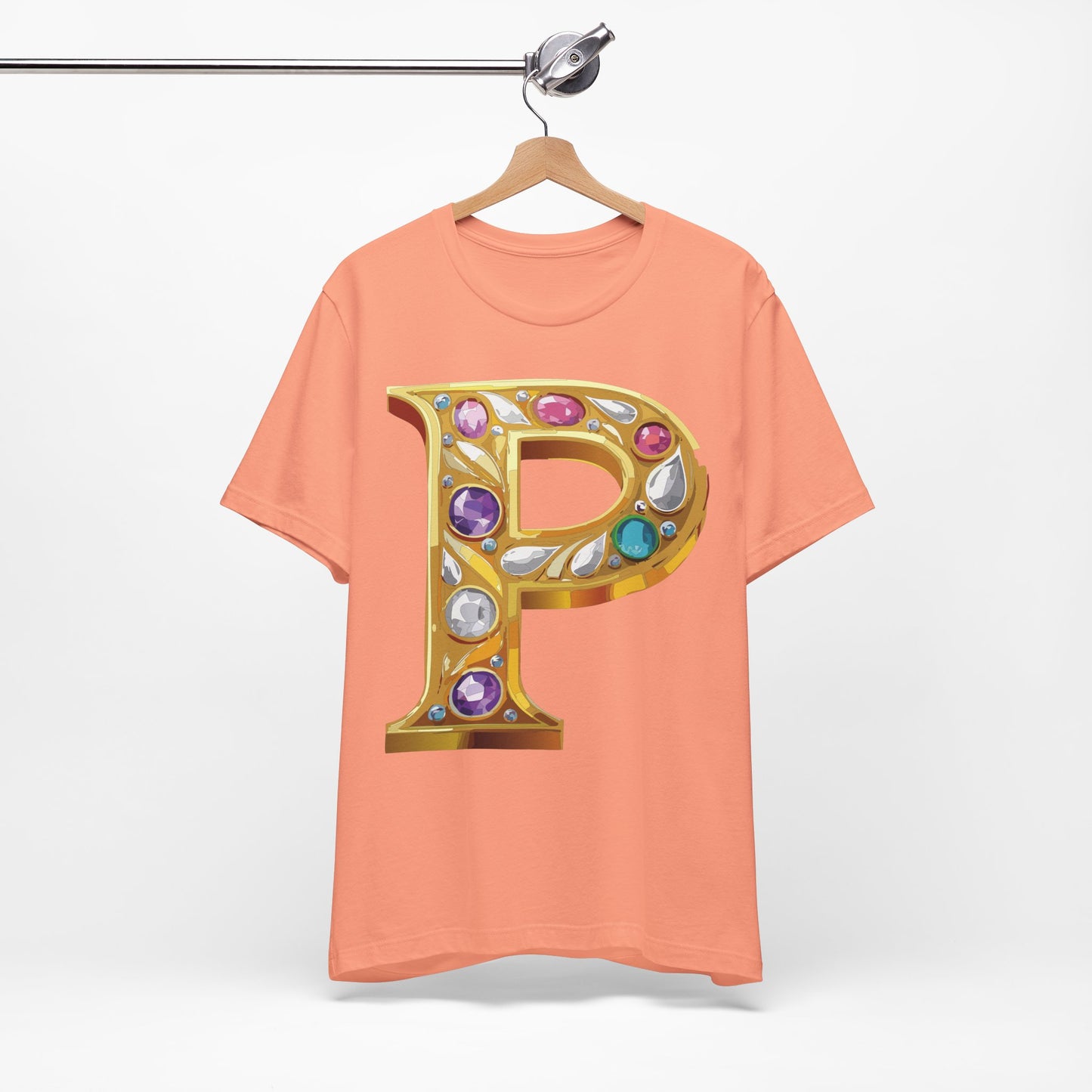Letter Shirt, Shirt with Letters, Tee Shirt with Gold Letter, Shirt with Antique Letters
