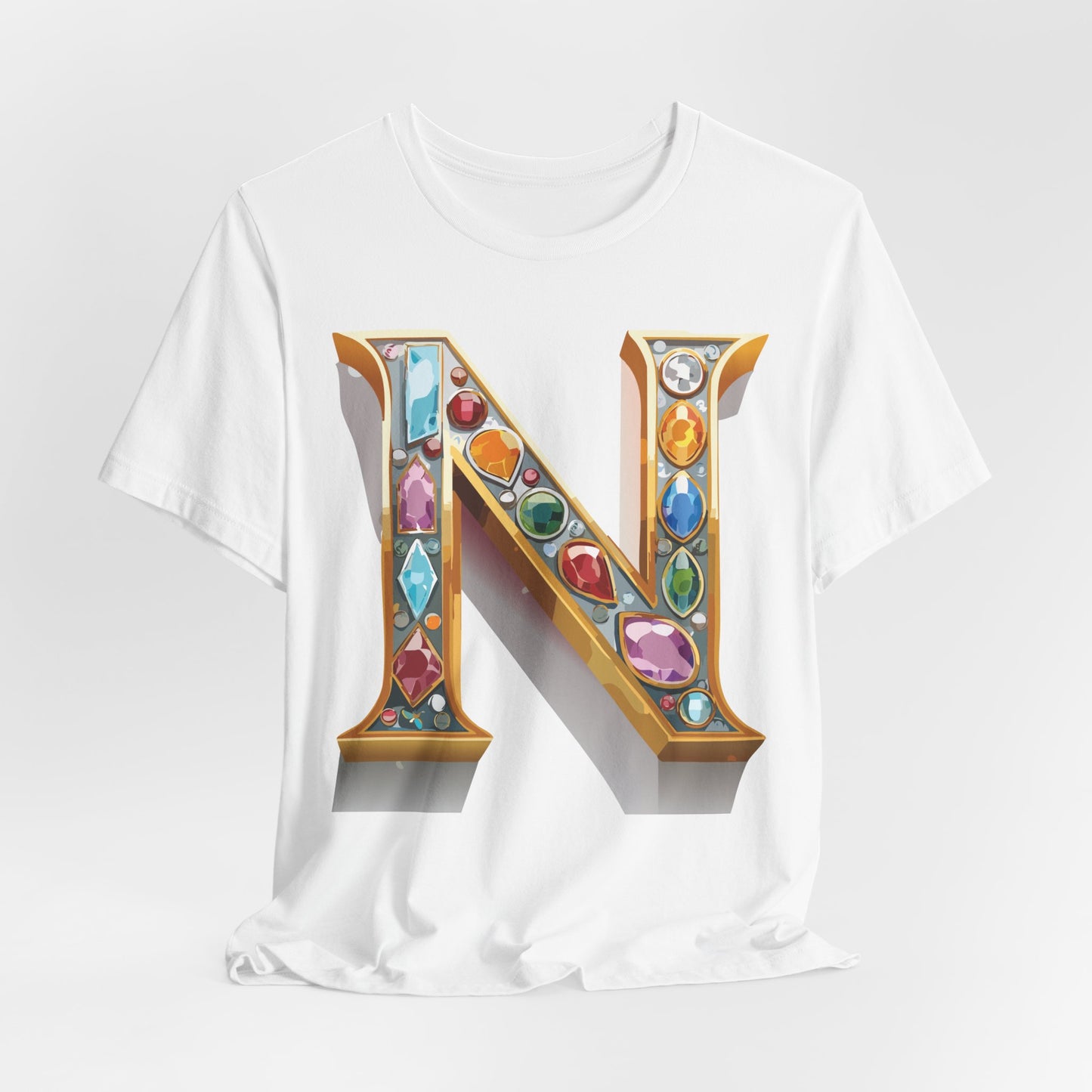 Letter Shirt, Shirt with Letters, Tee Shirt with Gold Letter, Shirt with Antique Letters