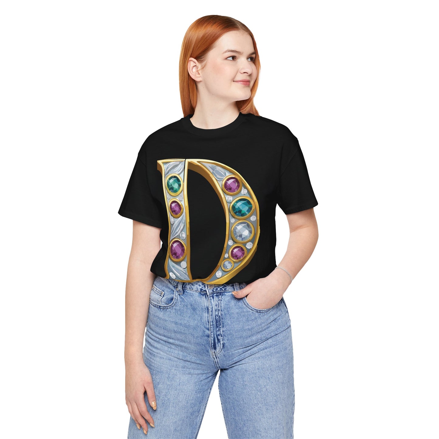 Letter Shirt, Shirt with Letters, Tee Shirt with Gold Letter, Shirt with Antique Letters