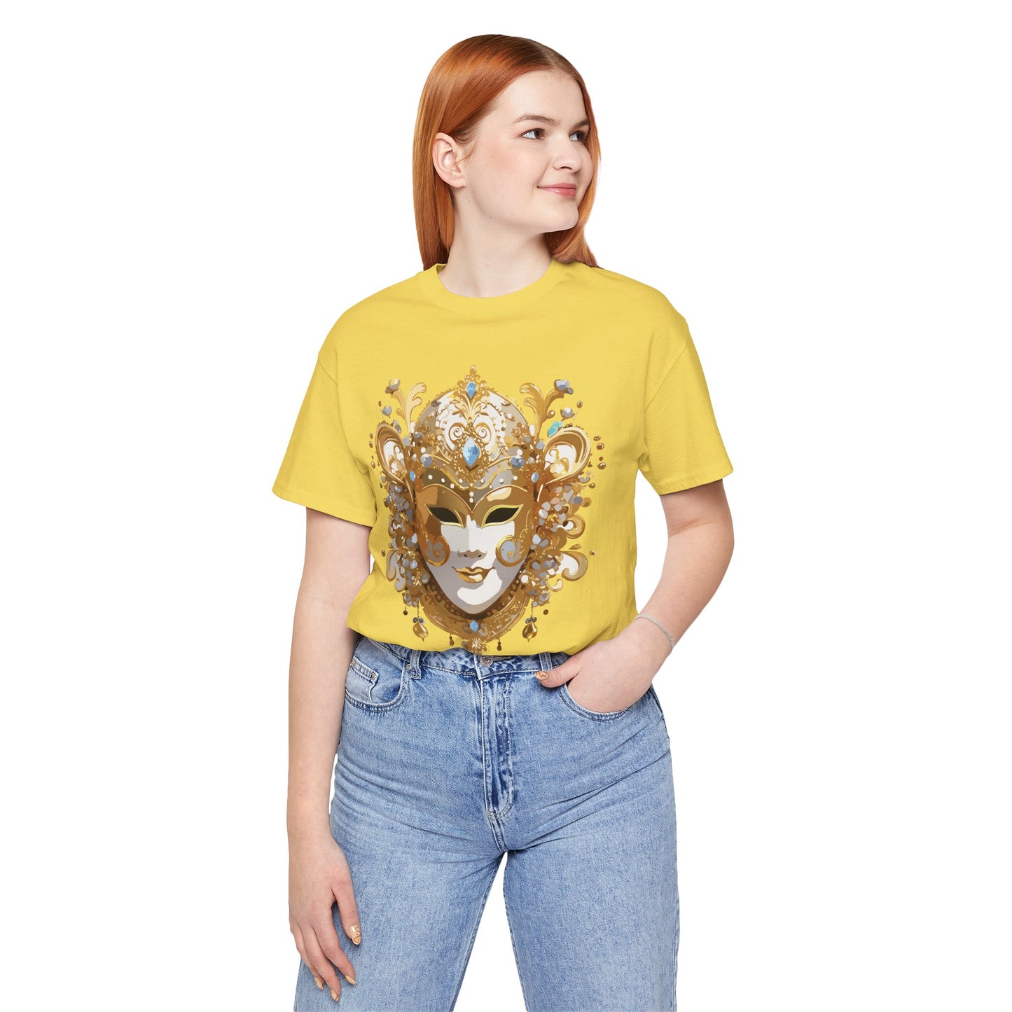 Mask Shirt, Shirt with Mask, Tee Shirt with Gold Face