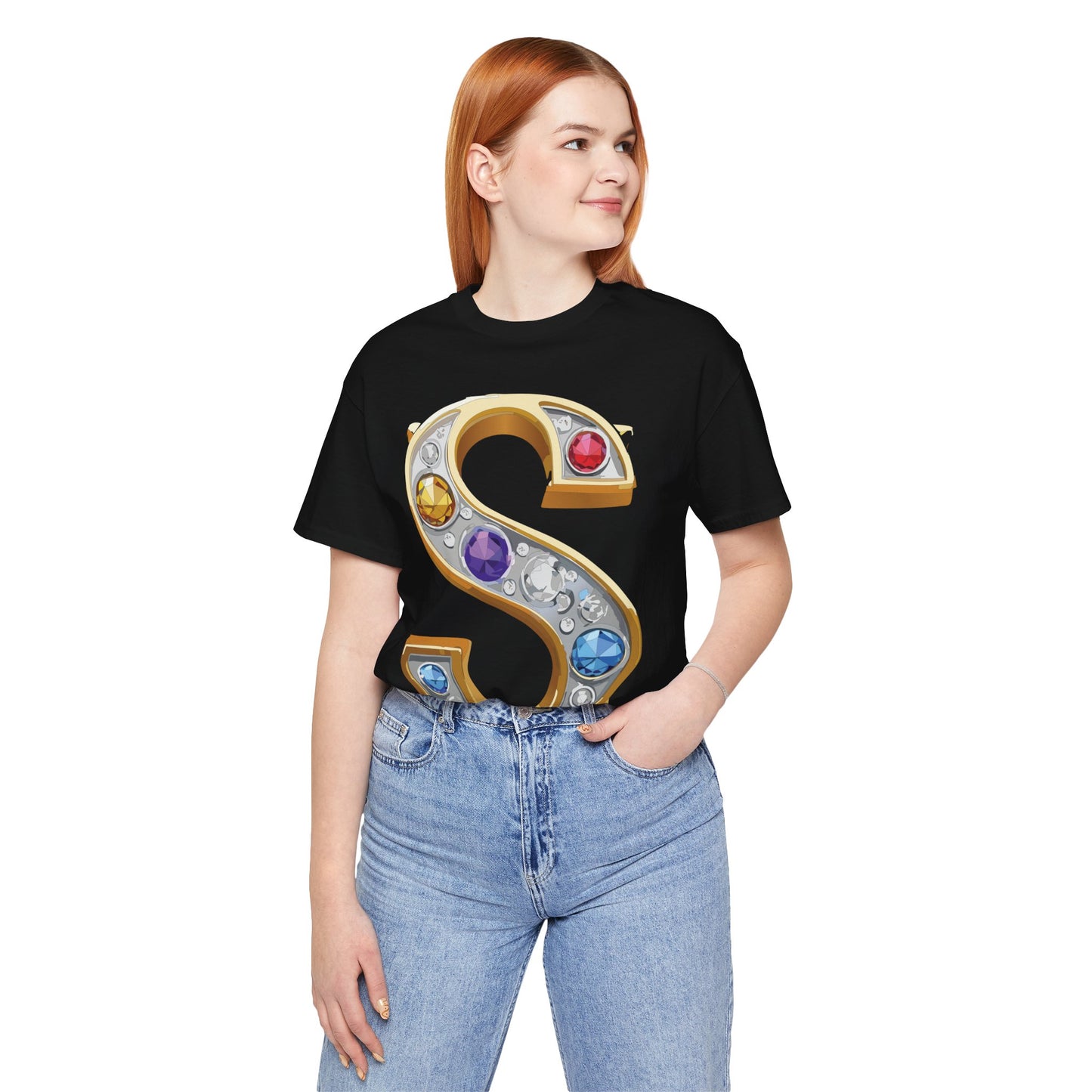 Letter Shirt, Shirt with Letters, Tee Shirt with Gold Letter, Shirt with Antique Letters