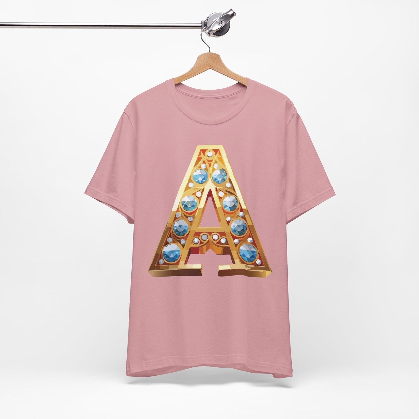Letter Shirt, Shirt with Letters, Tee Shirt with Gold Letter, Shirt with Antique Letters