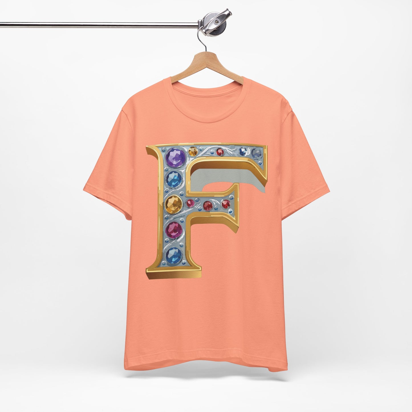 Letter Shirt, Shirt with Letters, Tee Shirt with Gold Letter, Shirt with Antique Letters