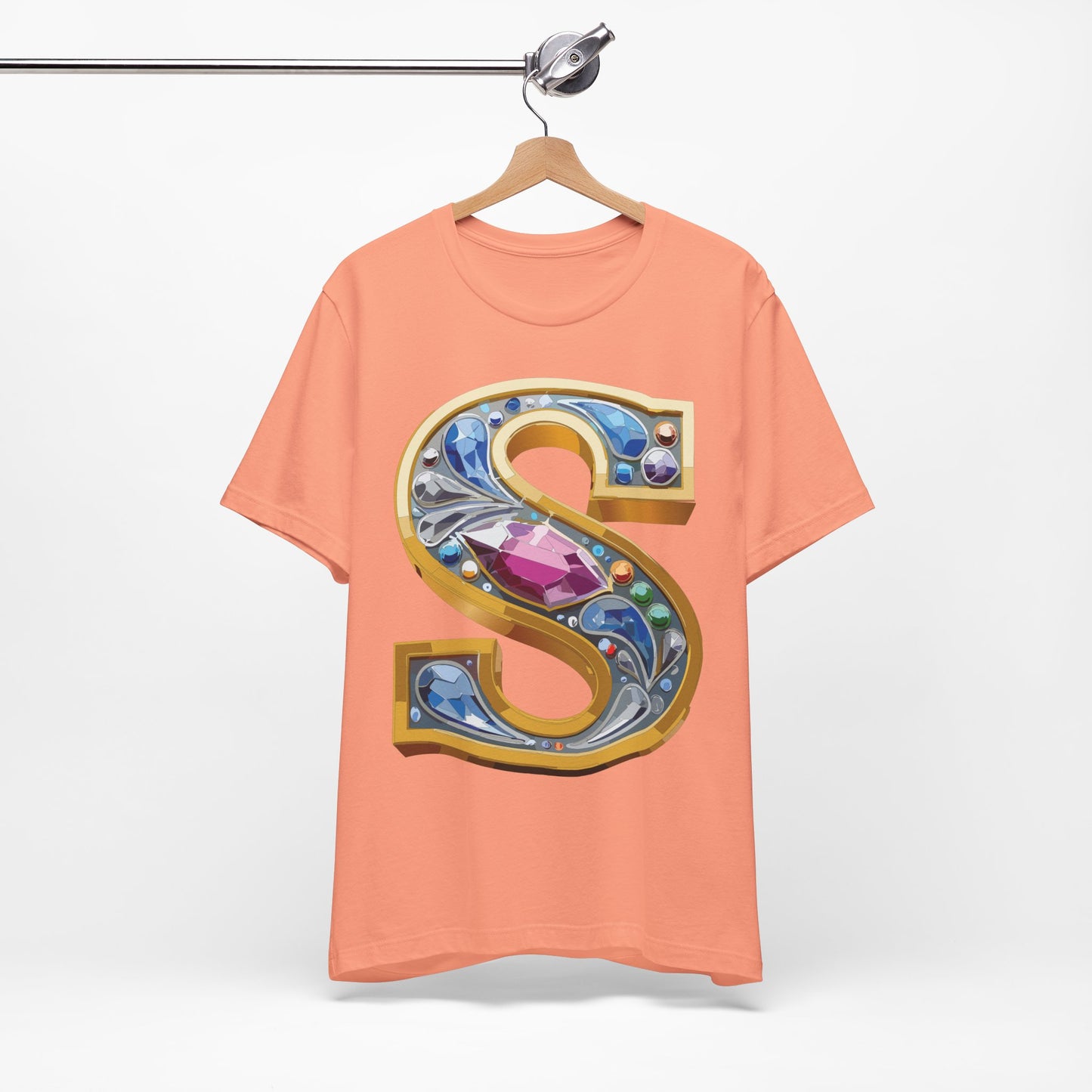 Letter Shirt, Shirt with Letters, Tee Shirt with Gold Letter, Shirt with Antique Letters