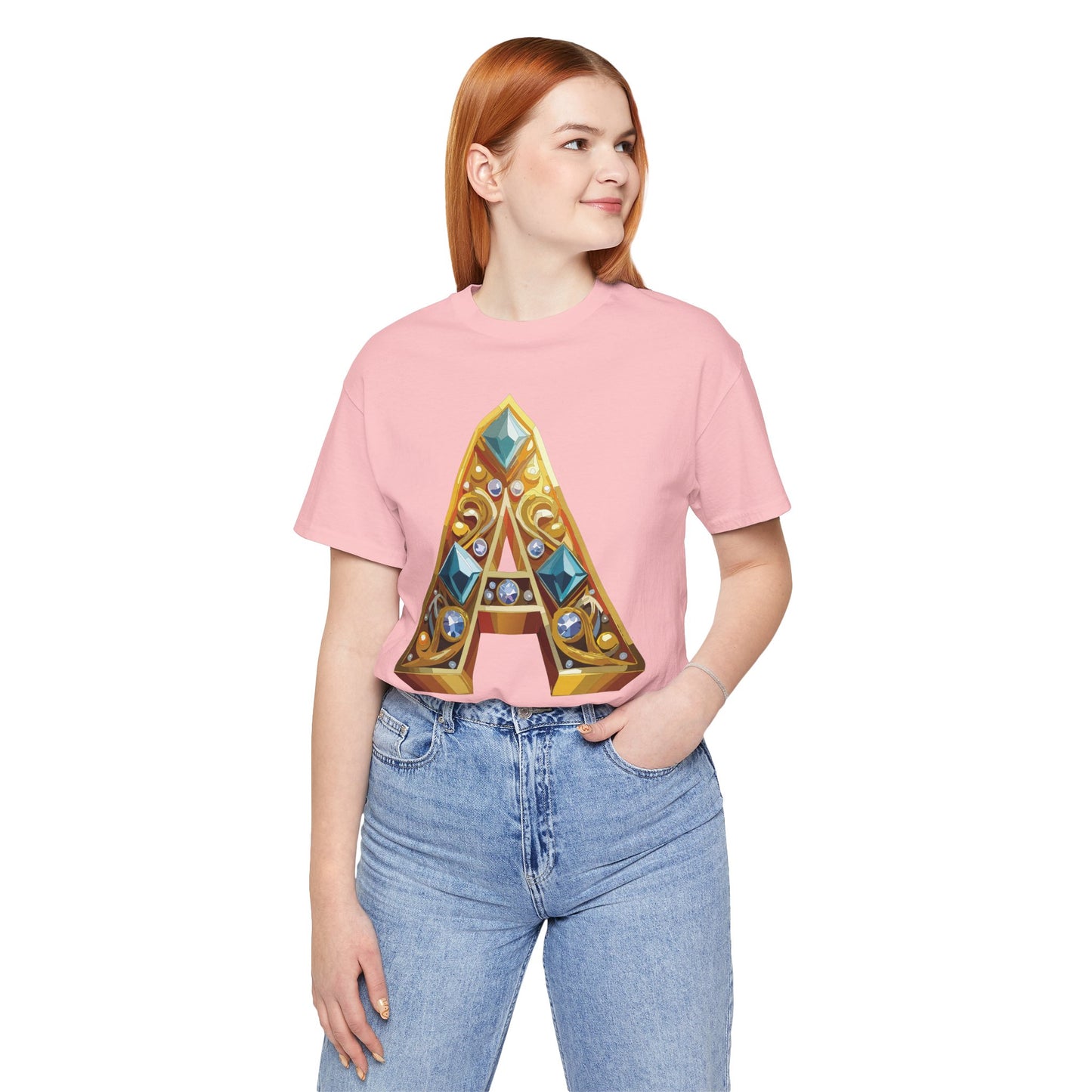 Letter Shirt, Shirt with Letters, Tee Shirt with Gold Letter, Shirt with Antique Letters