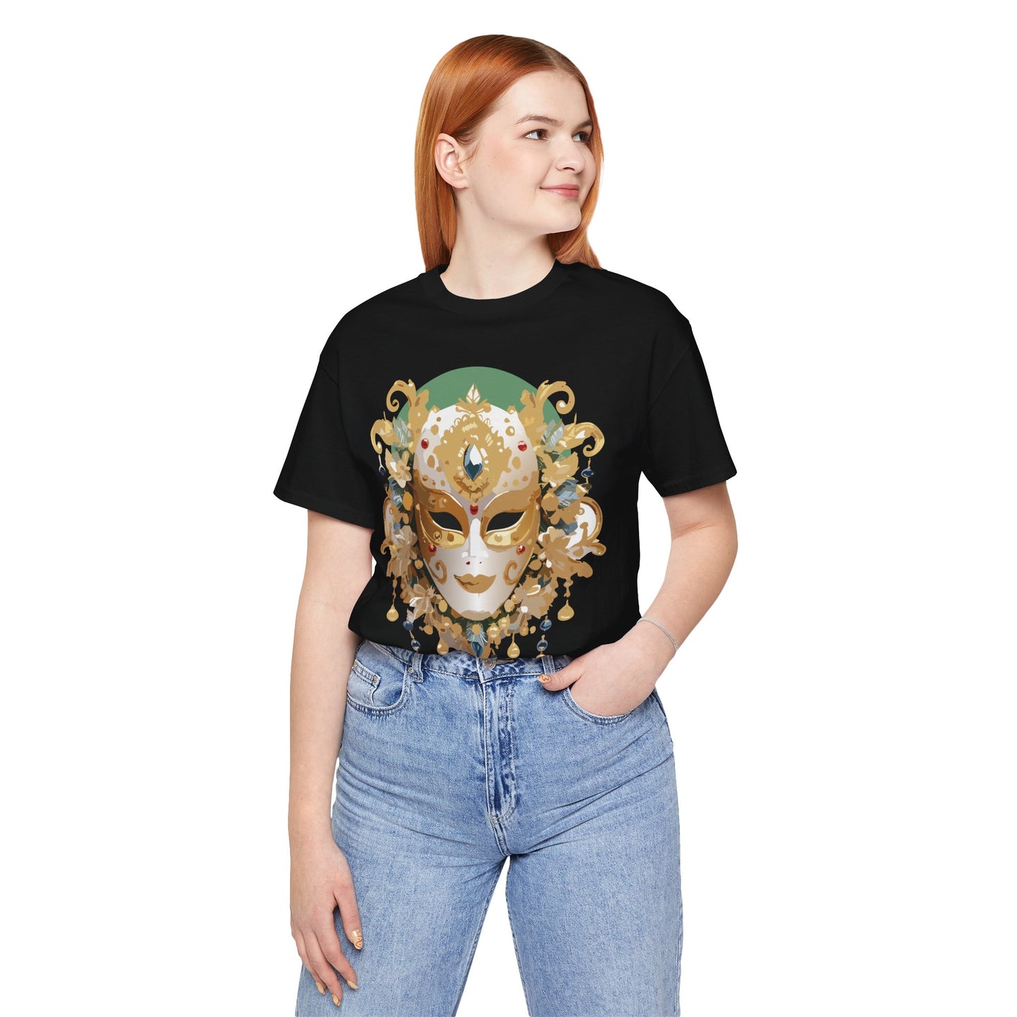 Mask Shirt, Shirt with Mask, Tee Shirt with Gold Face