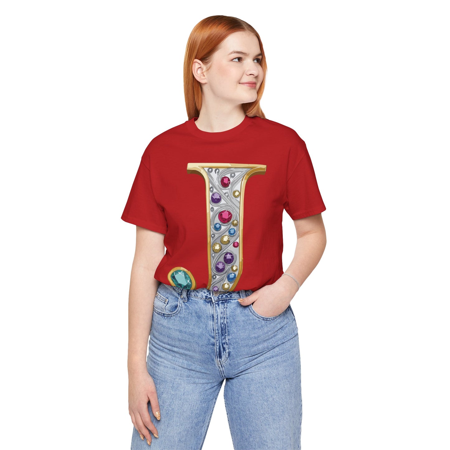 Letter Shirt, Shirt with Letters, Tee Shirt with Gold Letter, Shirt with Antique Letters