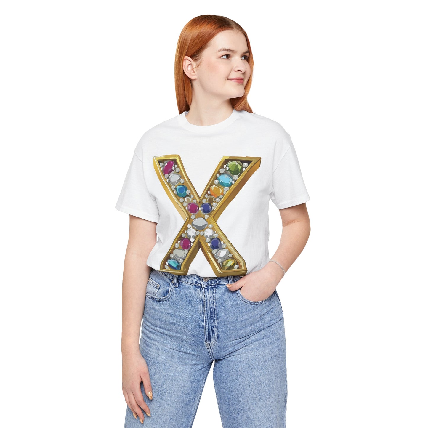 Letter Shirt, Shirt with Letters, Tee Shirt with Gold Letter, Shirt with Antique Letters