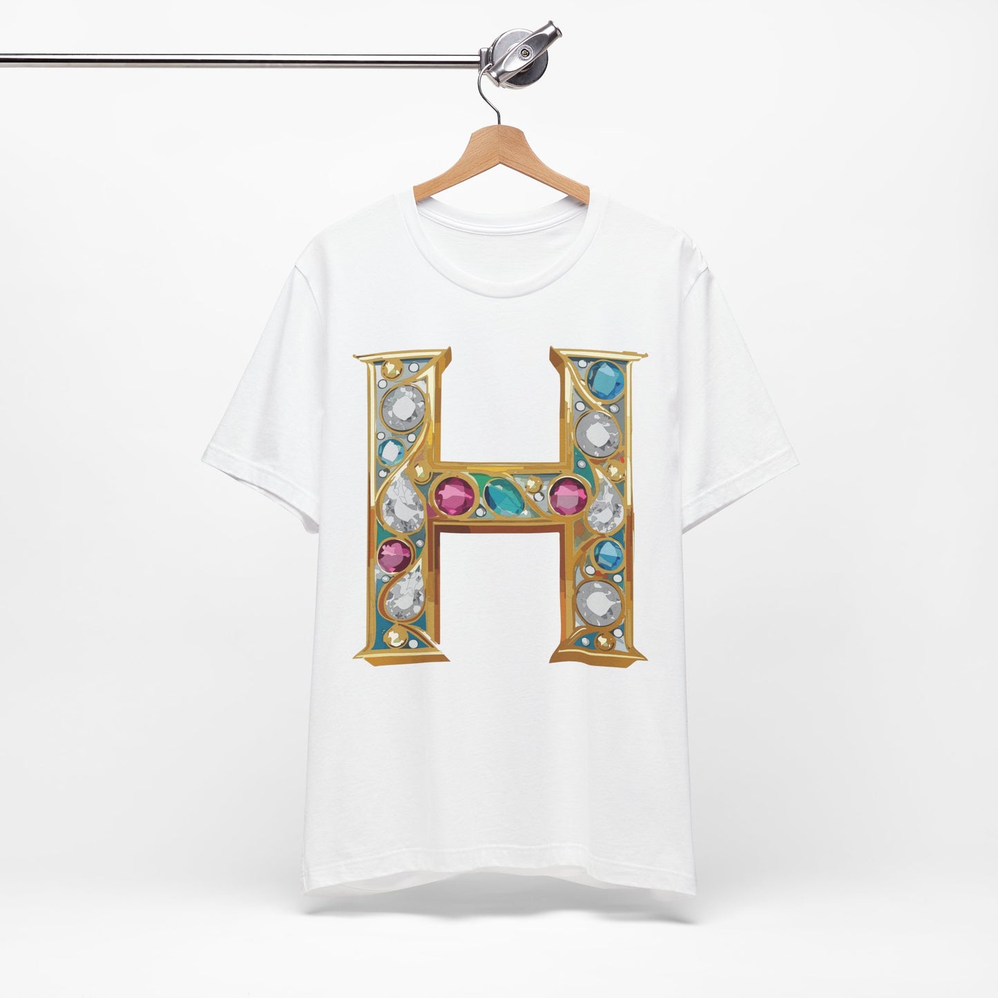 Letter Shirt, Shirt with Letters, Tee Shirt with Gold Letter, Shirt with Antique Letters