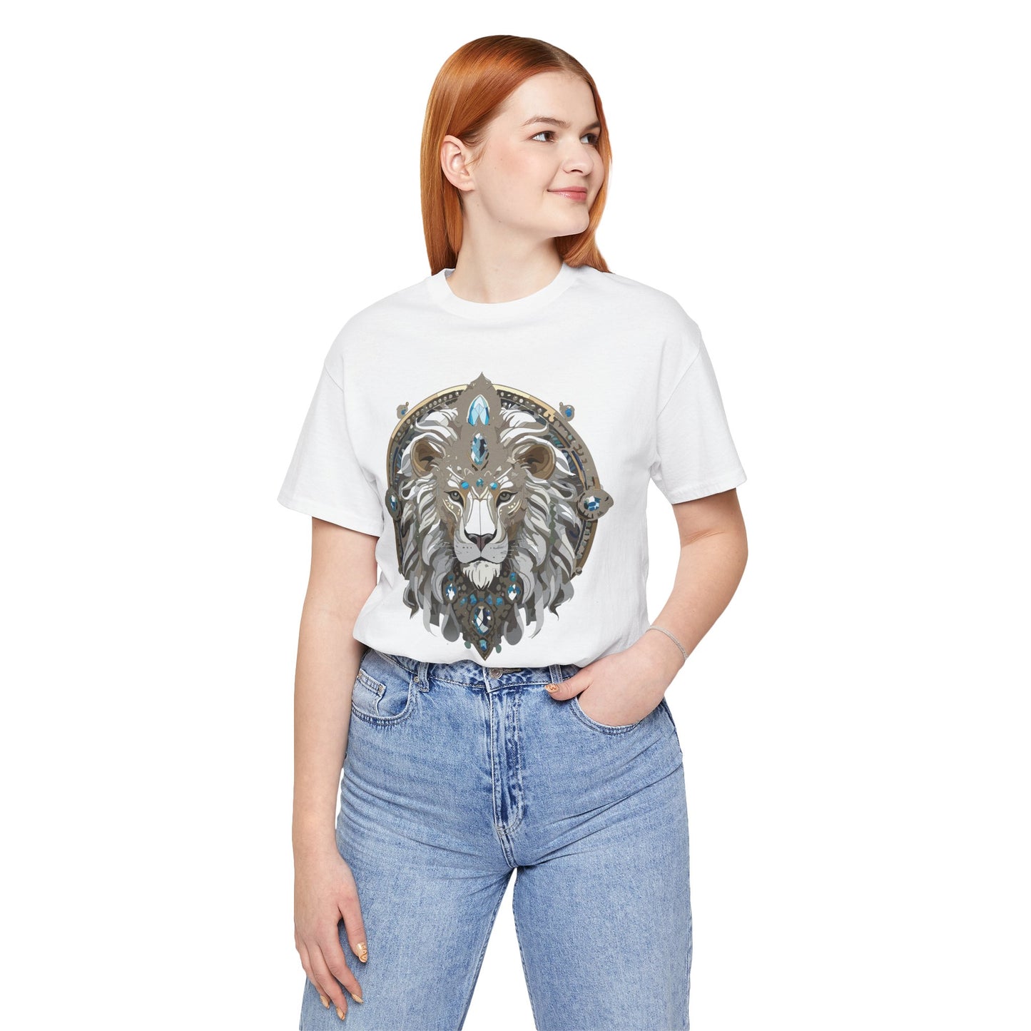Animal Shirt, Shirt with Animal, Tee Shirt with Gold Animal Medal, Shirt with Antique Animal Medallion