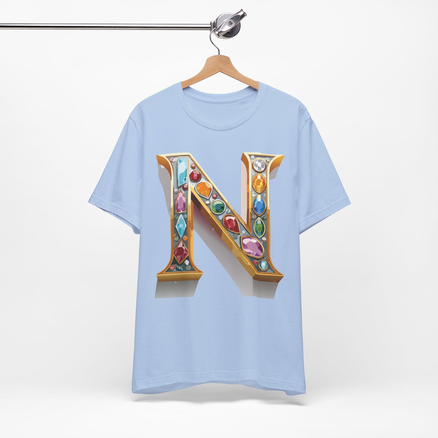 Letter Shirt, Shirt with Letters, Tee Shirt with Gold Letter, Shirt with Antique Letters
