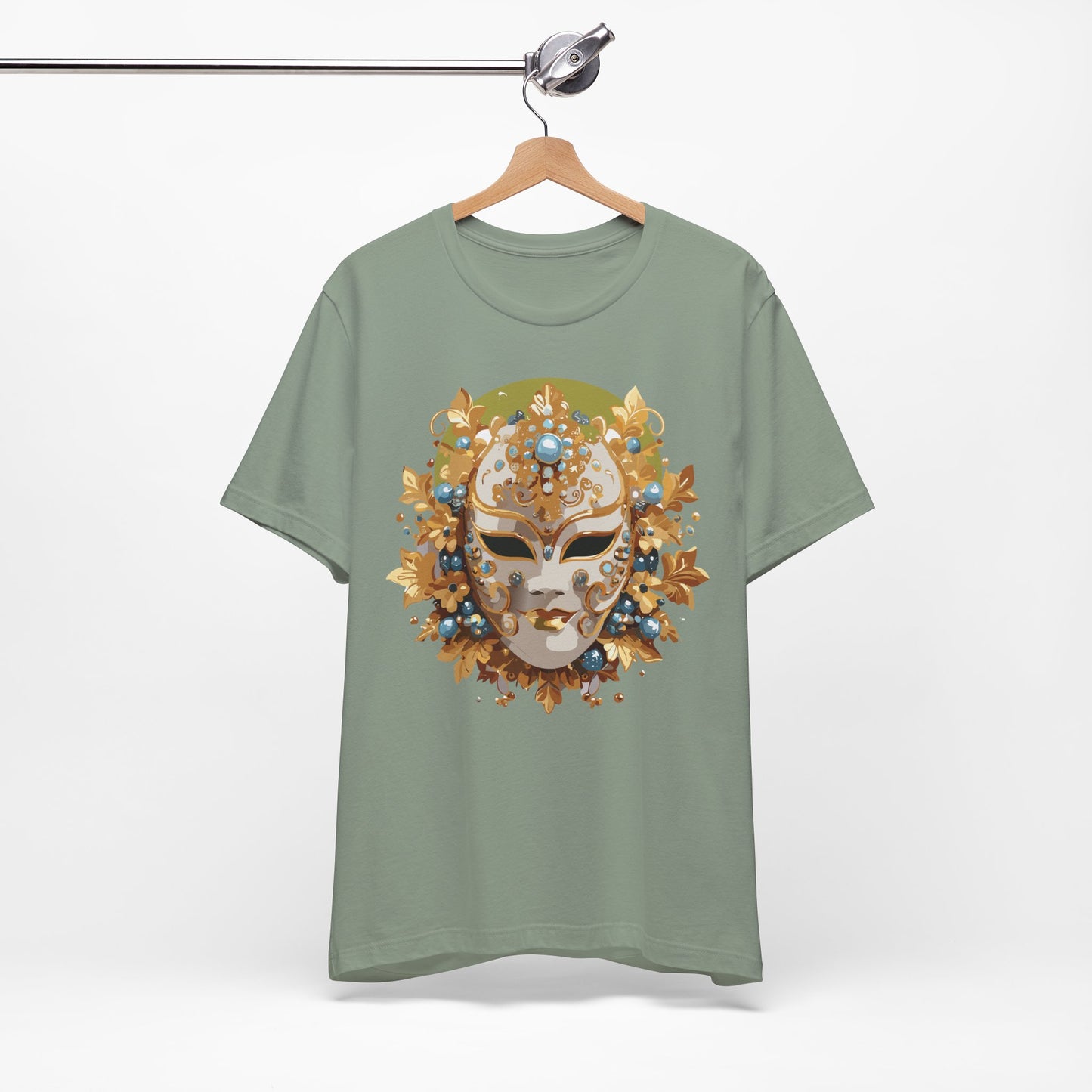 Mask Shirt, Shirt with Mask, Tee Shirt with Gold Face