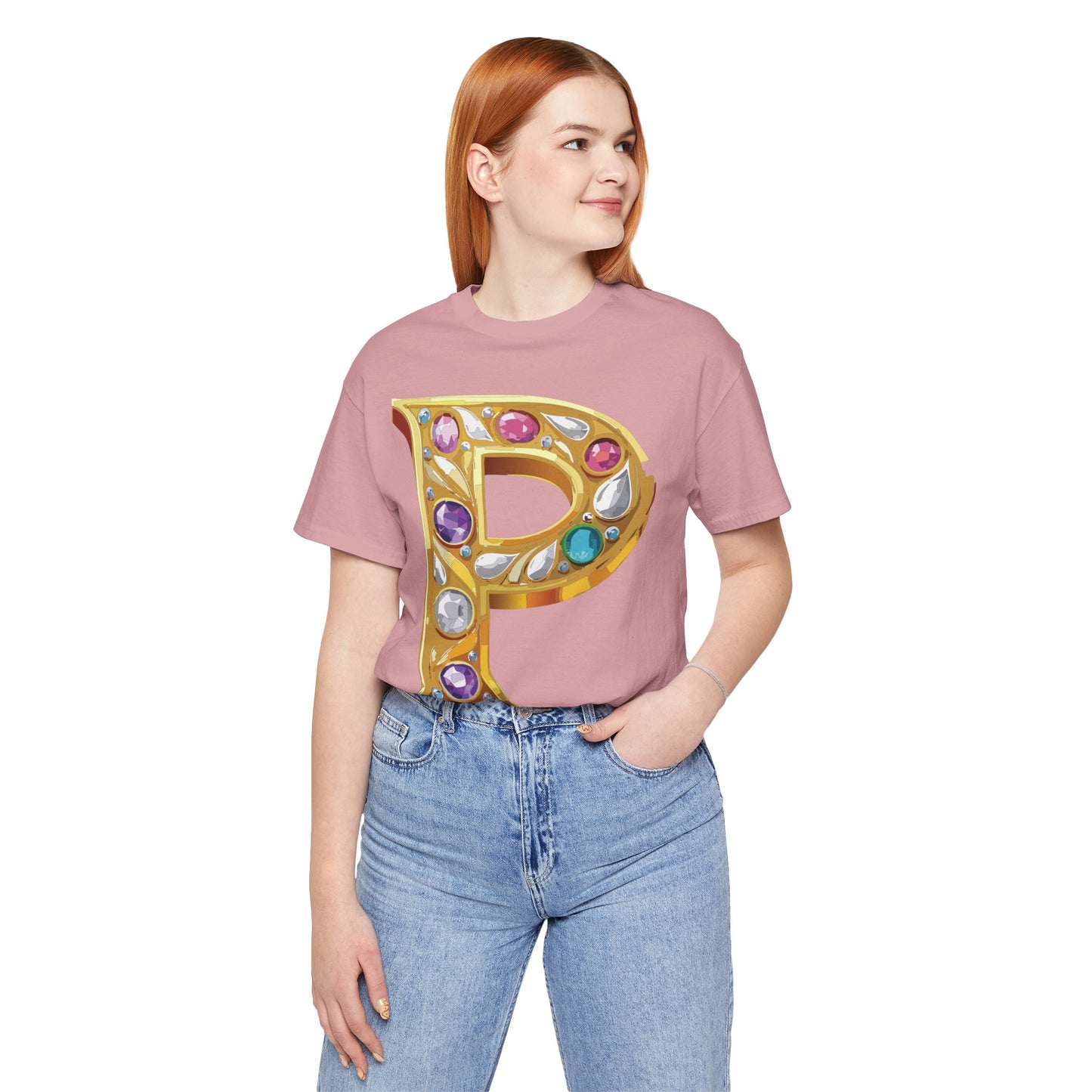 Letter Shirt, Shirt with Letters, Tee Shirt with Gold Letter, Shirt with Antique Letters