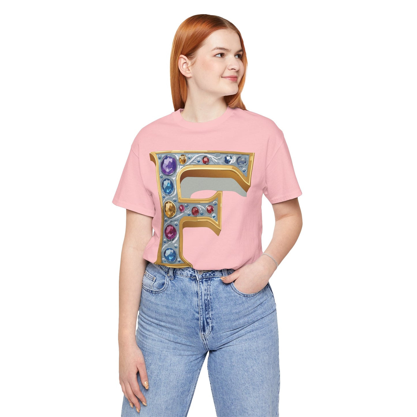 Letter Shirt, Shirt with Letters, Tee Shirt with Gold Letter, Shirt with Antique Letters