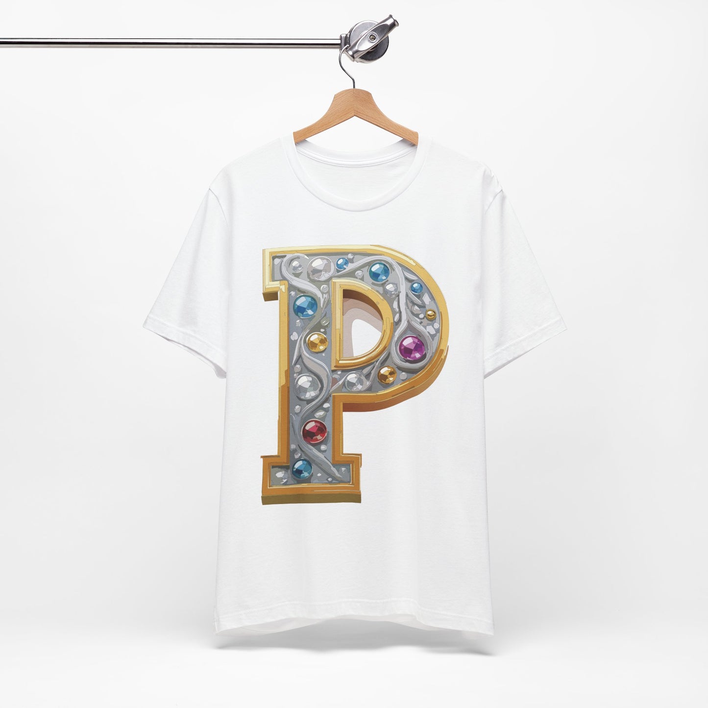 Letter Shirt, Shirt with Letters, Tee Shirt with Gold Letter, Shirt with Antique Letters