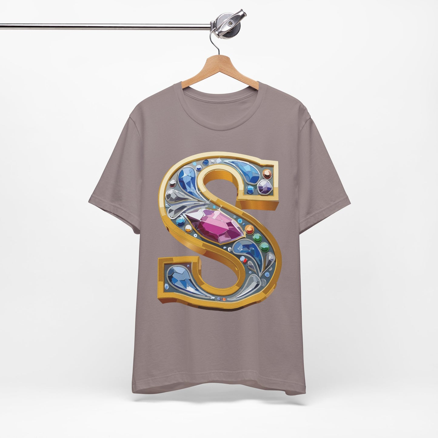 Letter Shirt, Shirt with Letters, Tee Shirt with Gold Letter, Shirt with Antique Letters