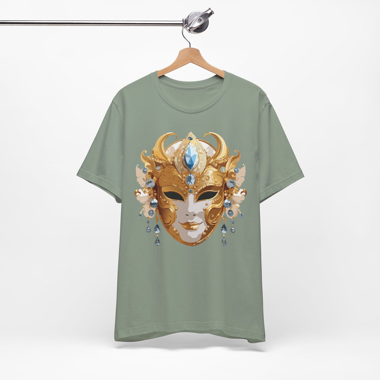 Mask Shirt, Shirt with Mask, Tee Shirt with Gold Face