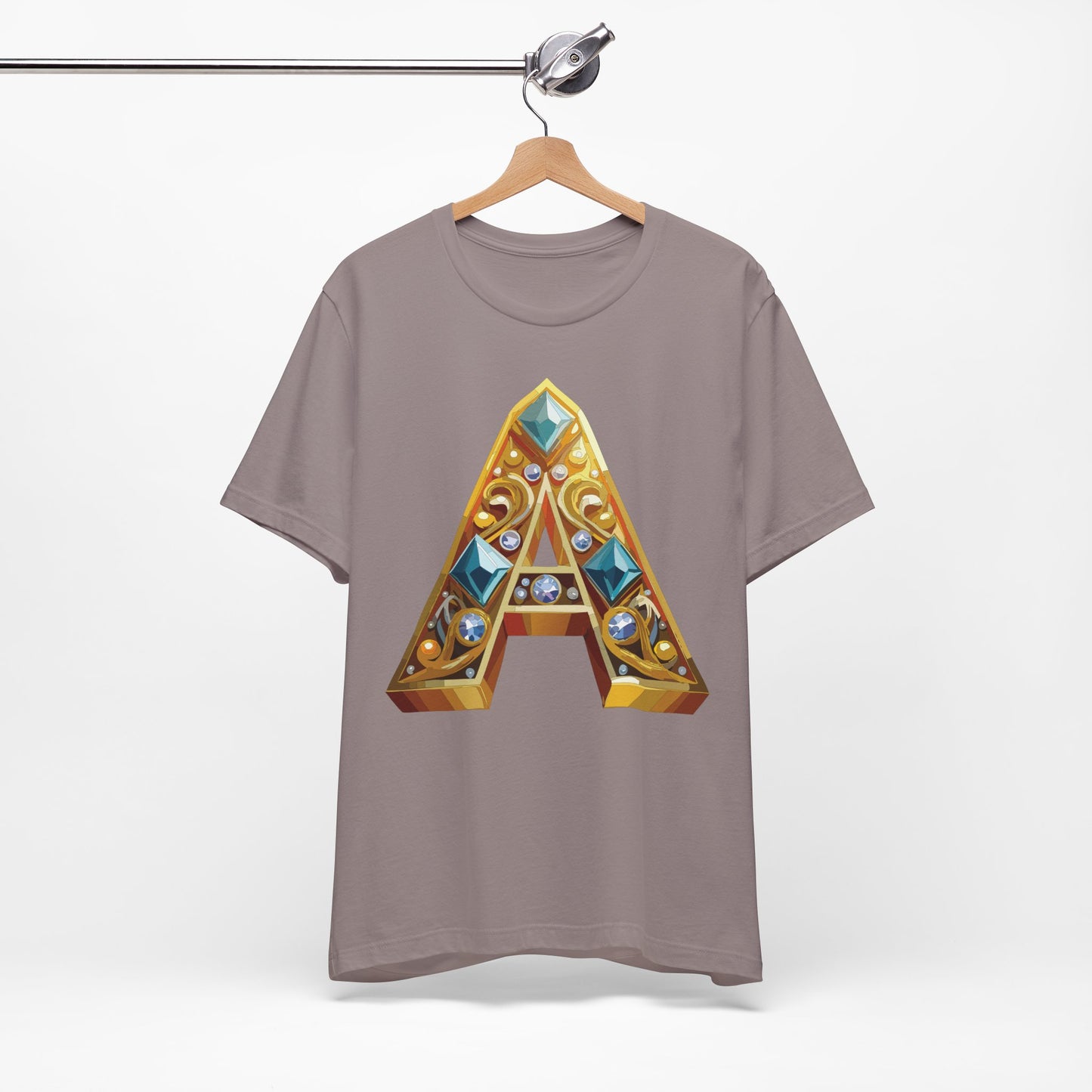 Letter Shirt, Shirt with Letters, Tee Shirt with Gold Letter, Shirt with Antique Letters