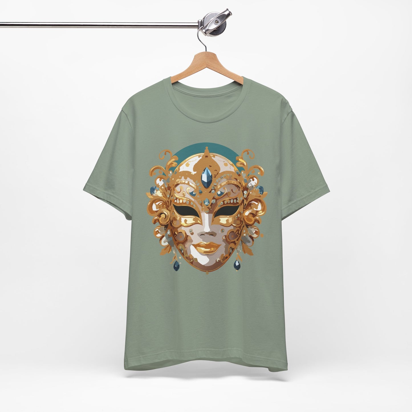 Mask Shirt, Shirt with Mask, Tee Shirt with Gold Face