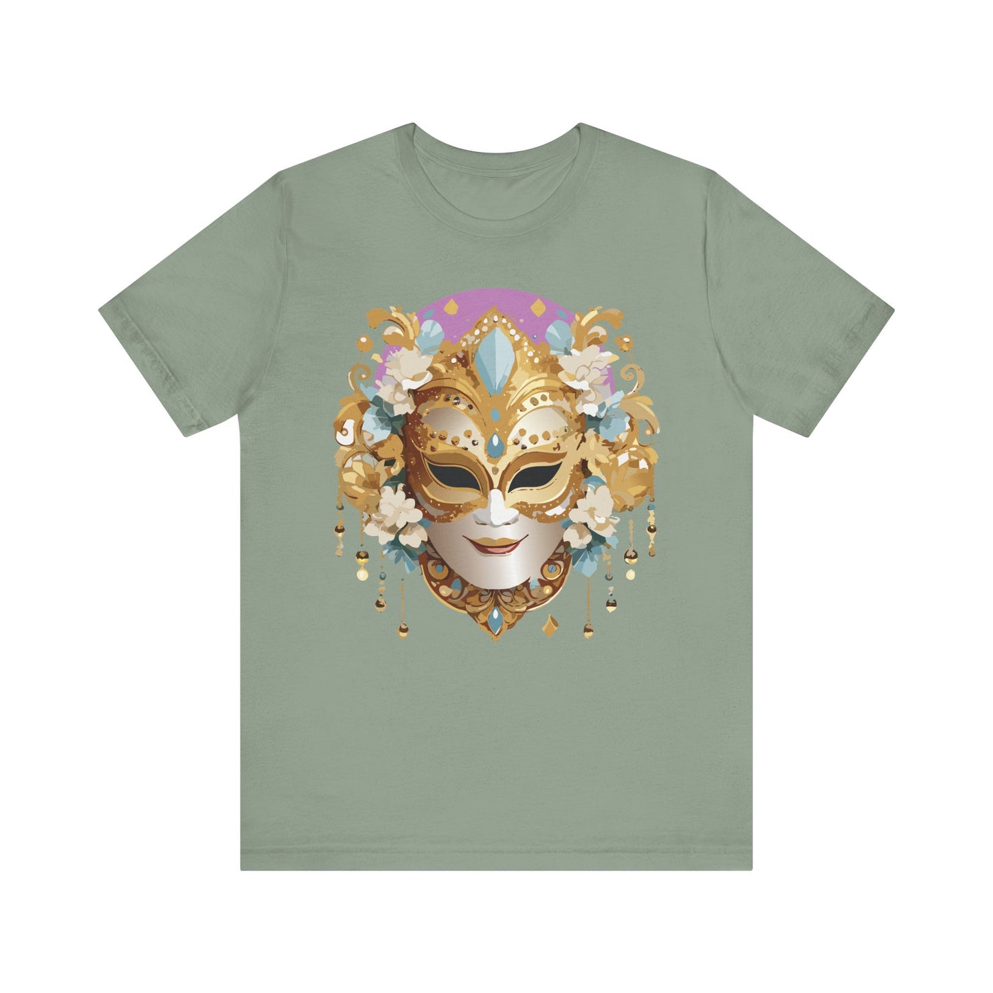 Mask Shirt, Shirt with Mask, Tee Shirt with Gold Face