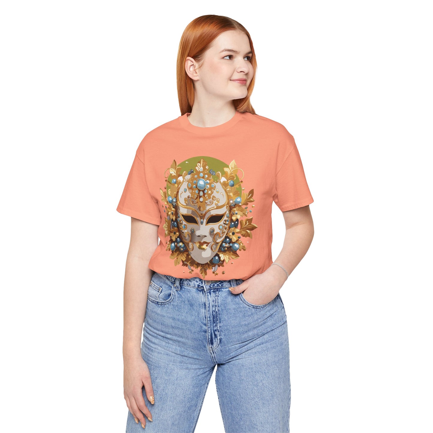 Mask Shirt, Shirt with Mask, Tee Shirt with Gold Face