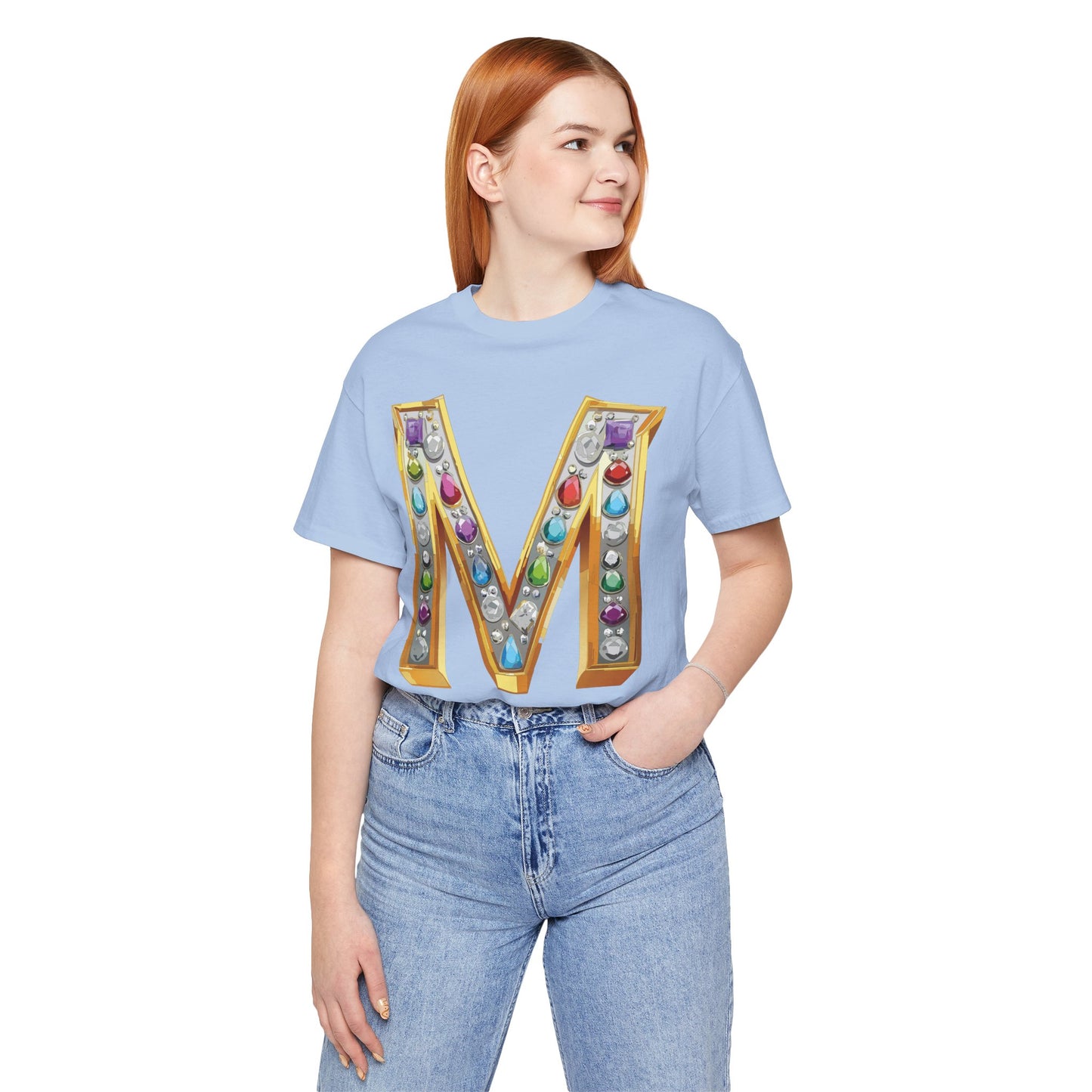 Letter Shirt, Shirt with Letters, Tee Shirt with Gold Letter, Shirt with Antique Letters