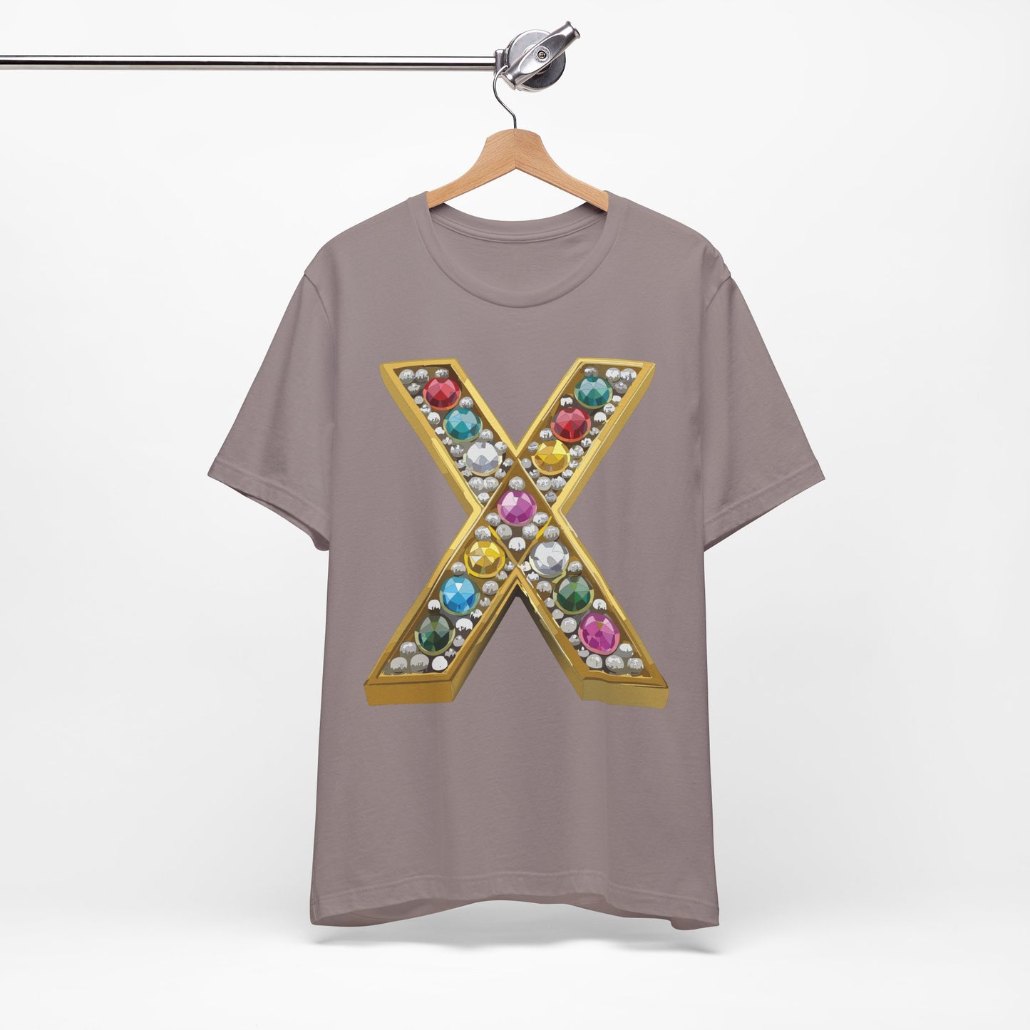 Letter Shirt, Shirt with Letters, Tee Shirt with Gold Letter, Shirt with Antique Letters
